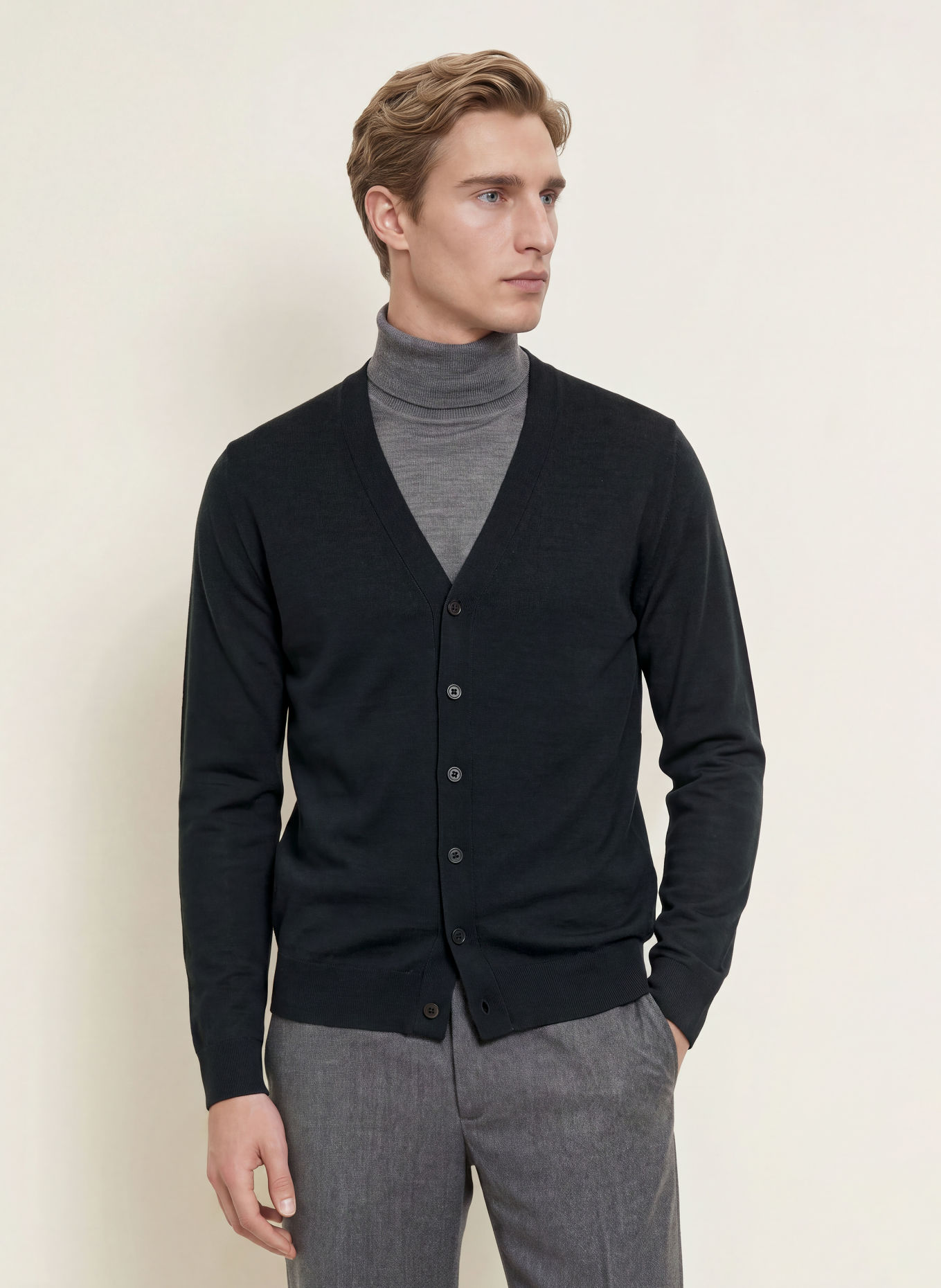 JOHN SMEDLEY BRADRICK Cardigan Made of Merino Wool: BLACK