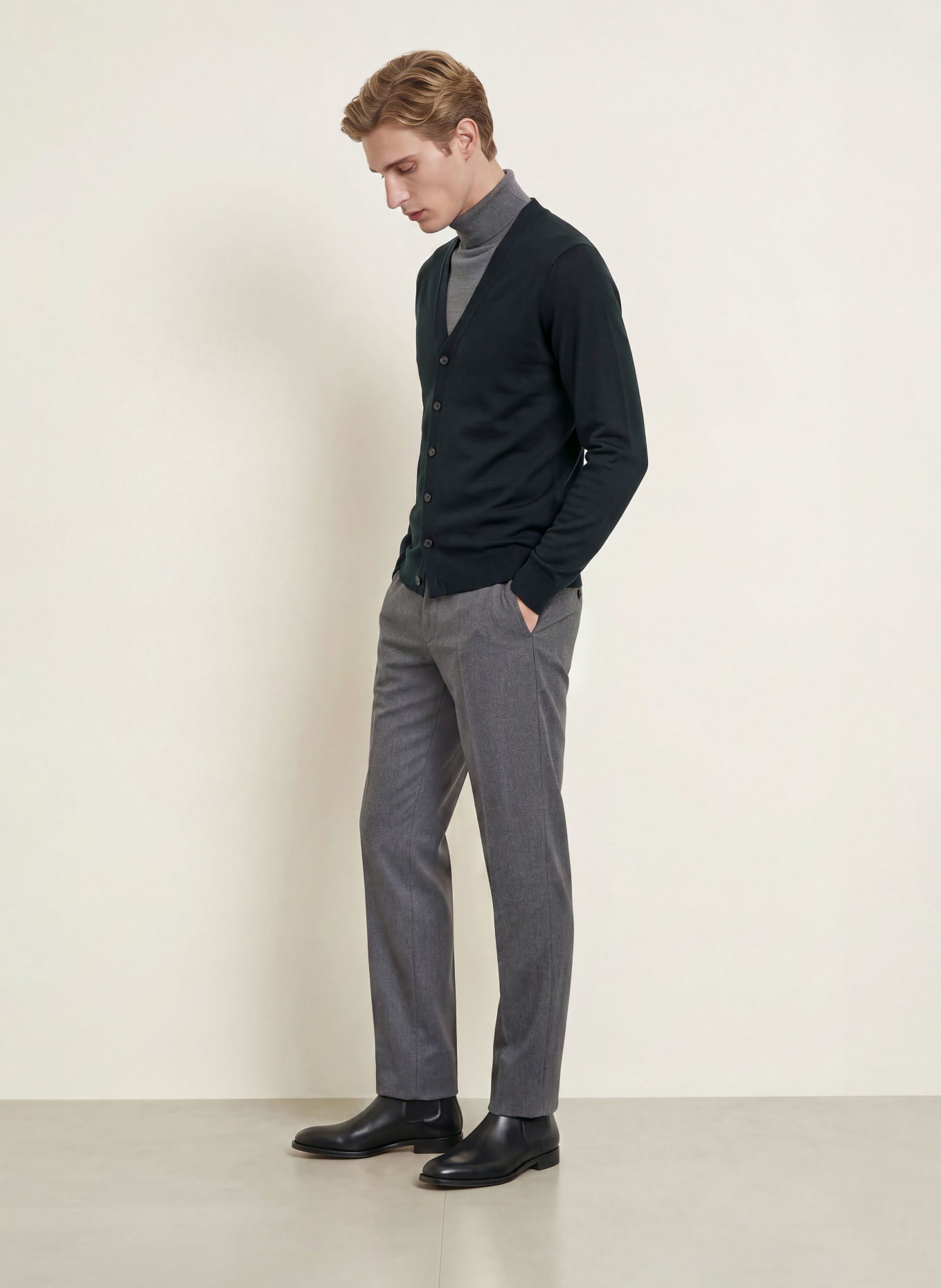 JOHN SMEDLEY BRADRICK Cardigan Made of Merino Wool: BLACK