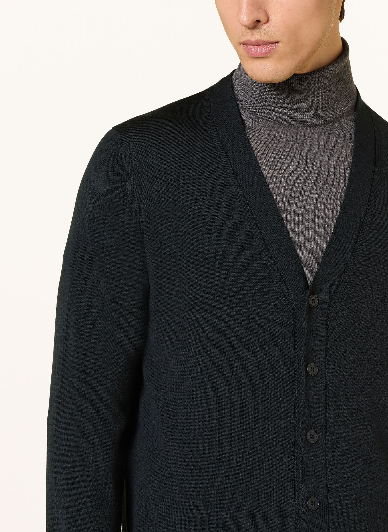JOHN SMEDLEY BRADRICK Cardigan Made of Merino Wool: BLACK