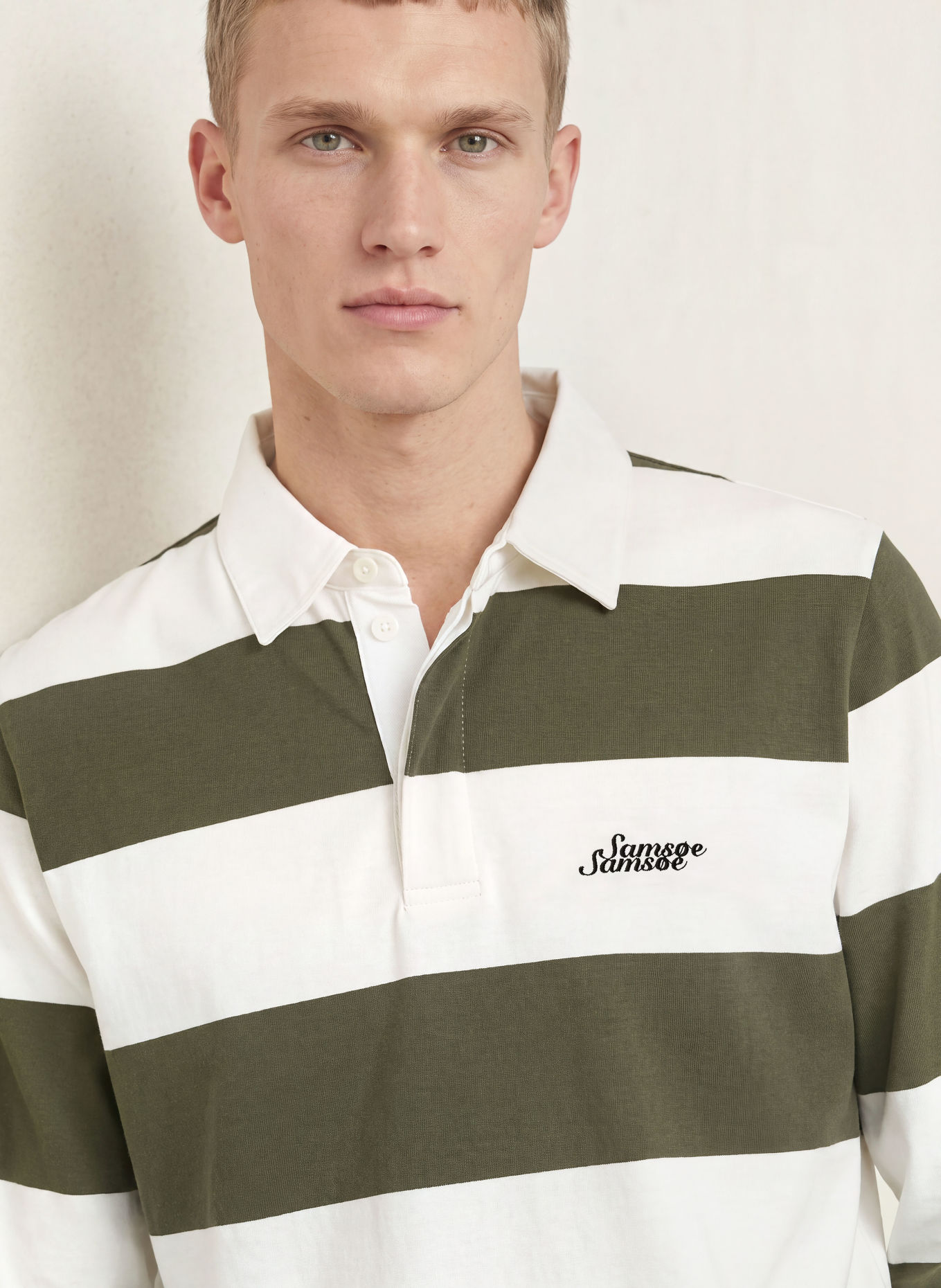 SAMSØE SAMSØE Rugbyshirt SAKEVIN: DONKERGROEN / WIT
