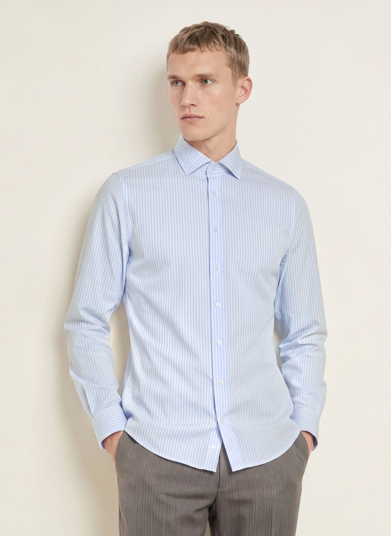 seidensticker Slim-Fit Shirt: LIGHT BLUE / WHITE