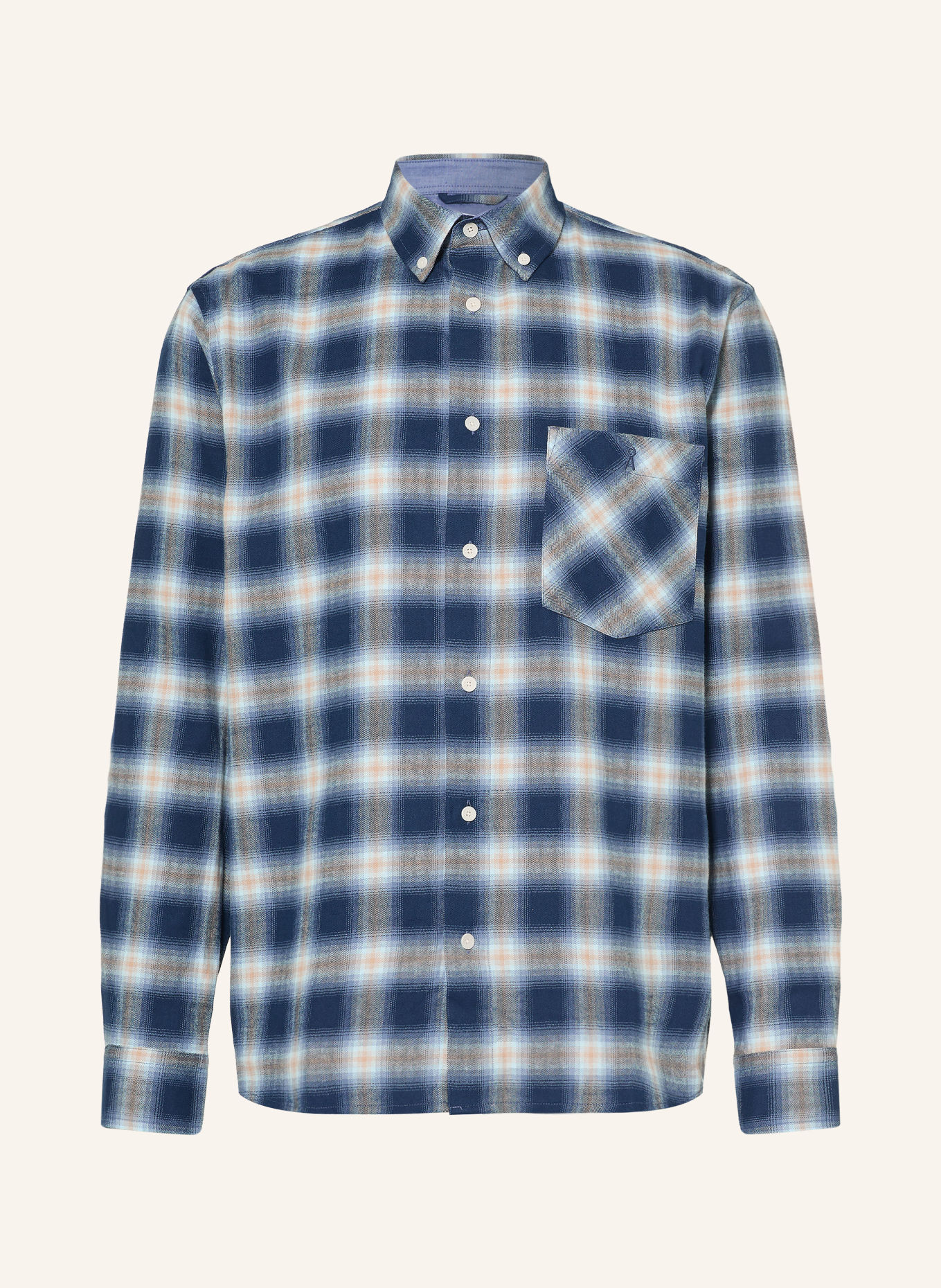 ARMEDANGELS Chemise en flanelle, coupe décontractée: BLEU / BEIGE / BLEU CLAIR