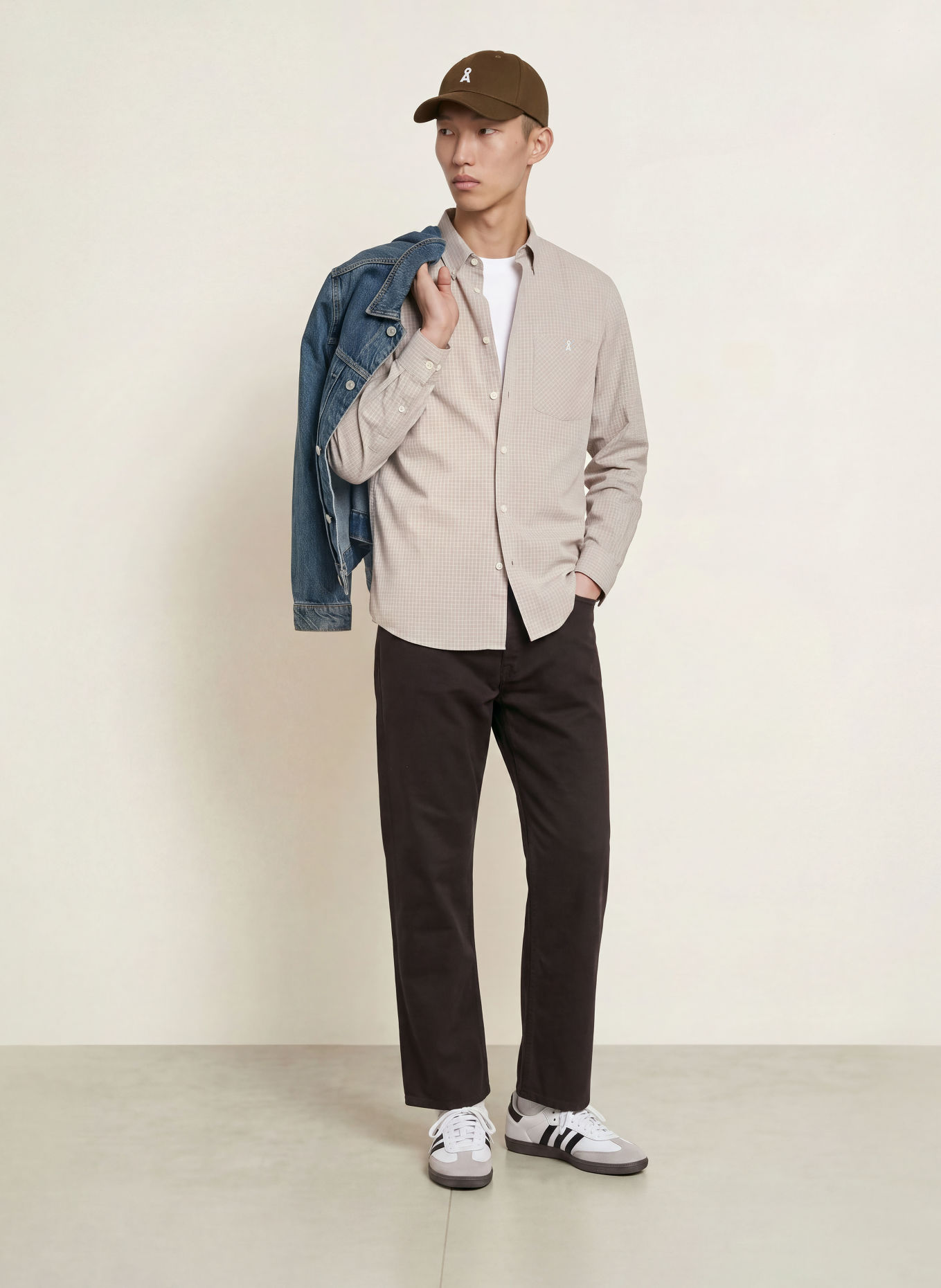 ARMEDANGELS Hemd Relaxed Fit: BEIGE / HELLBLAU