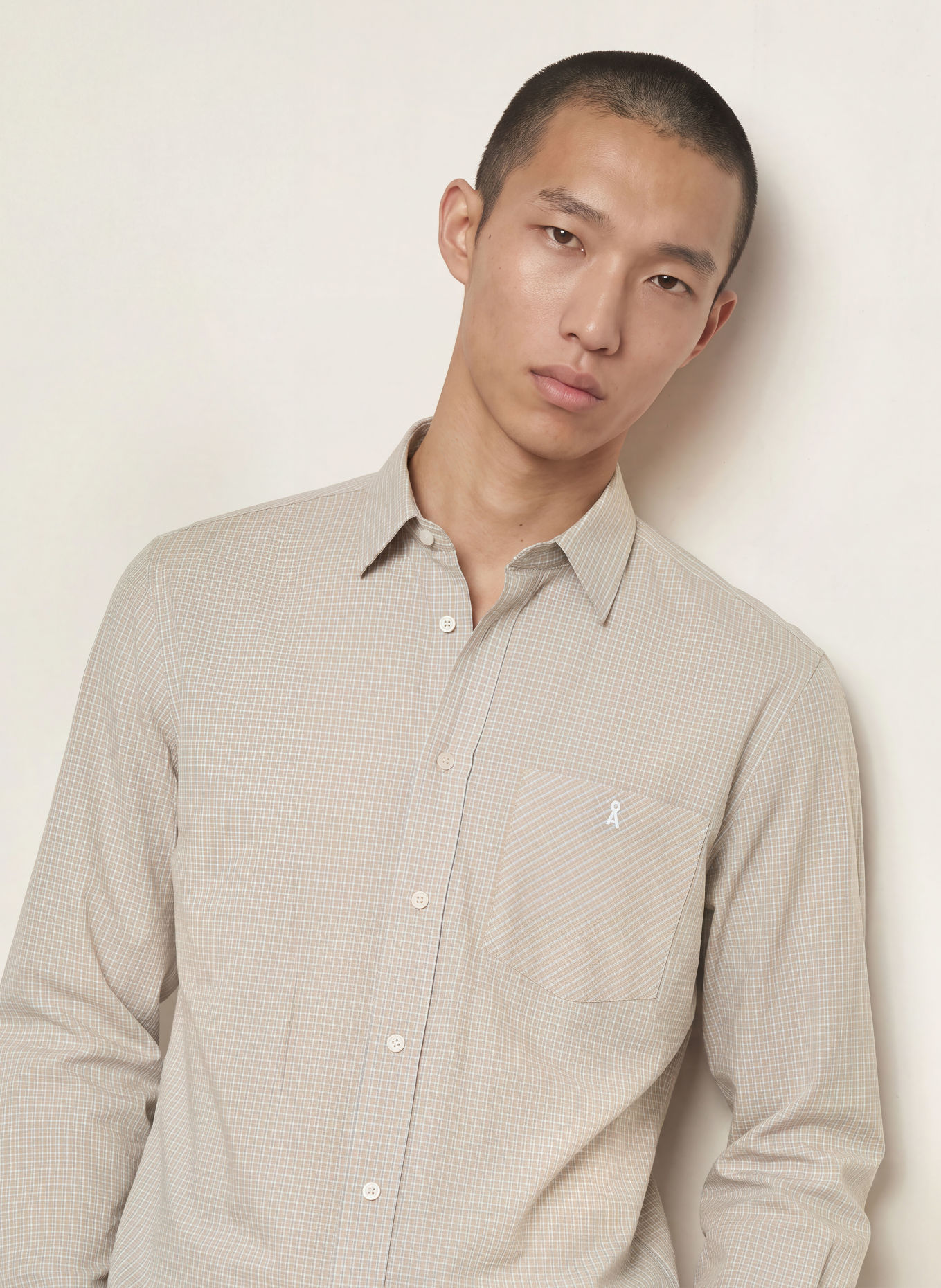 ARMEDANGELS Hemd Relaxed Fit: BEIGE / HELLBLAU