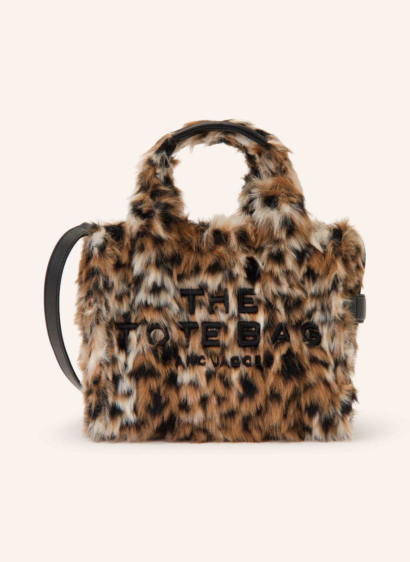 MARC JACOBS Sac cabas THE SMALL TOTE BAG en fausse fourrure: BEIGE / MARRON / NOIR