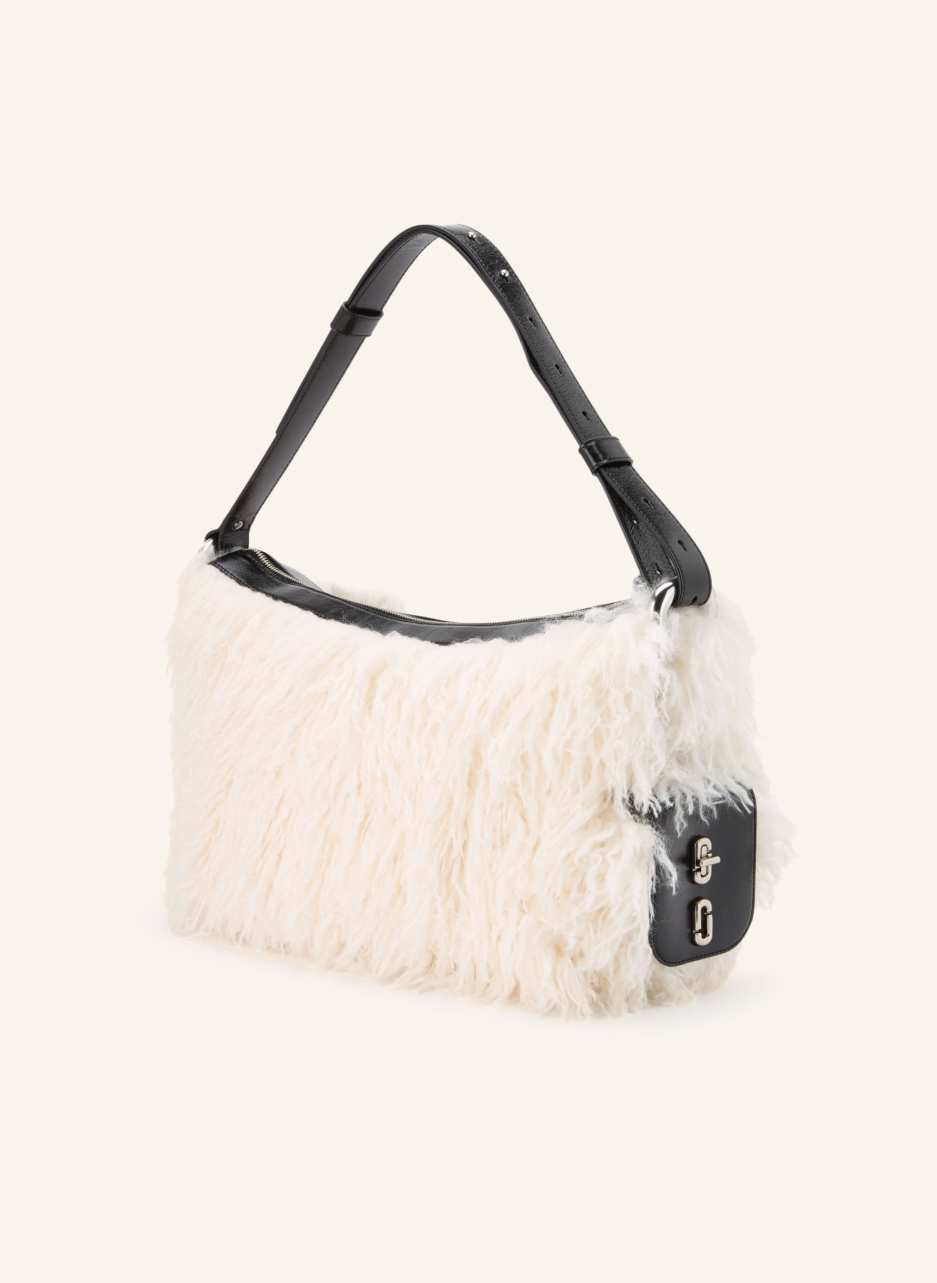MARC JACOBS Skuldertaske THE SCENE LARGE i kunstpels: HVID / SORT