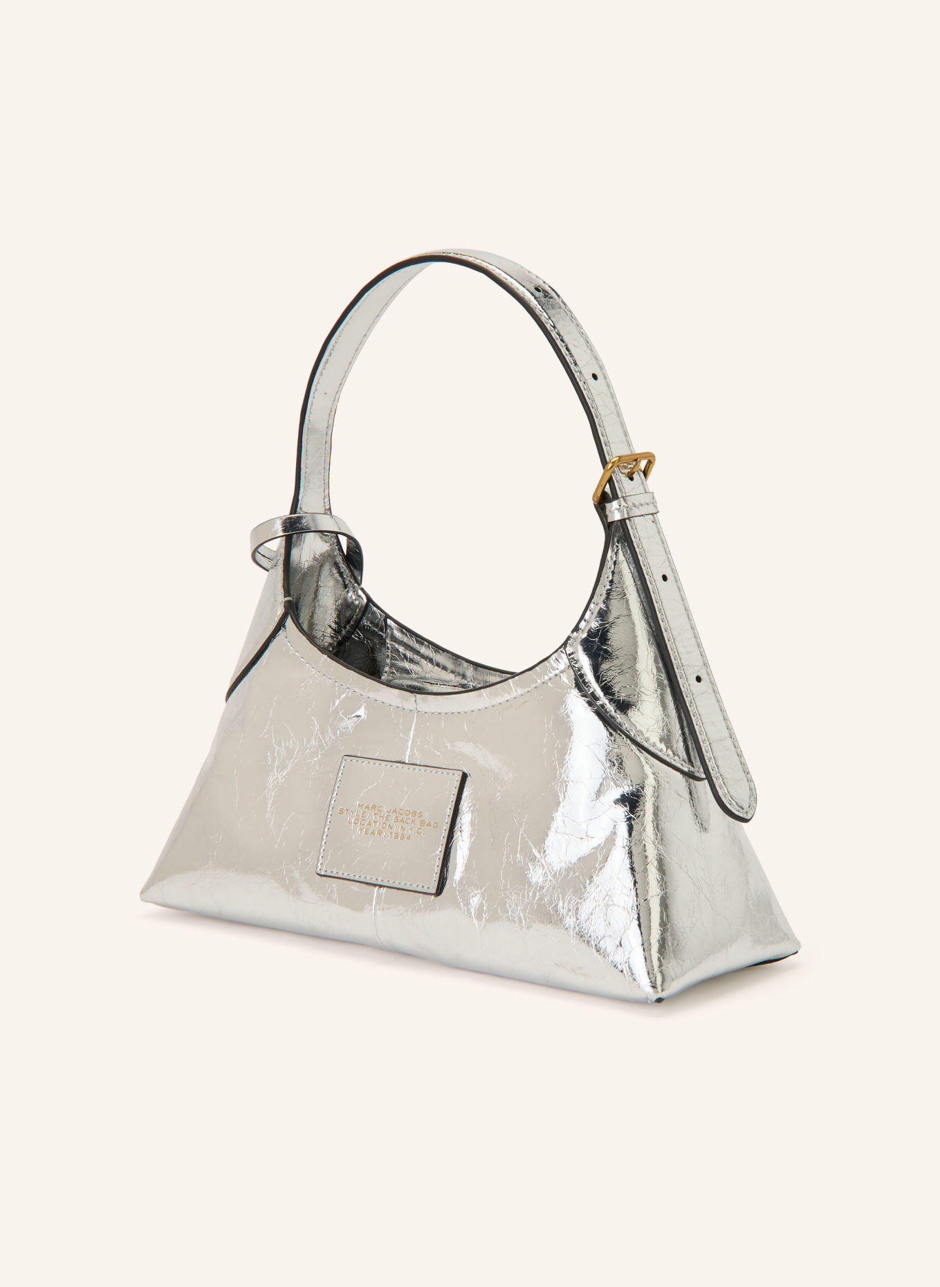 MARC JACOBS Handbag: THE SMALL BELTED SACK BAG: SILVER
