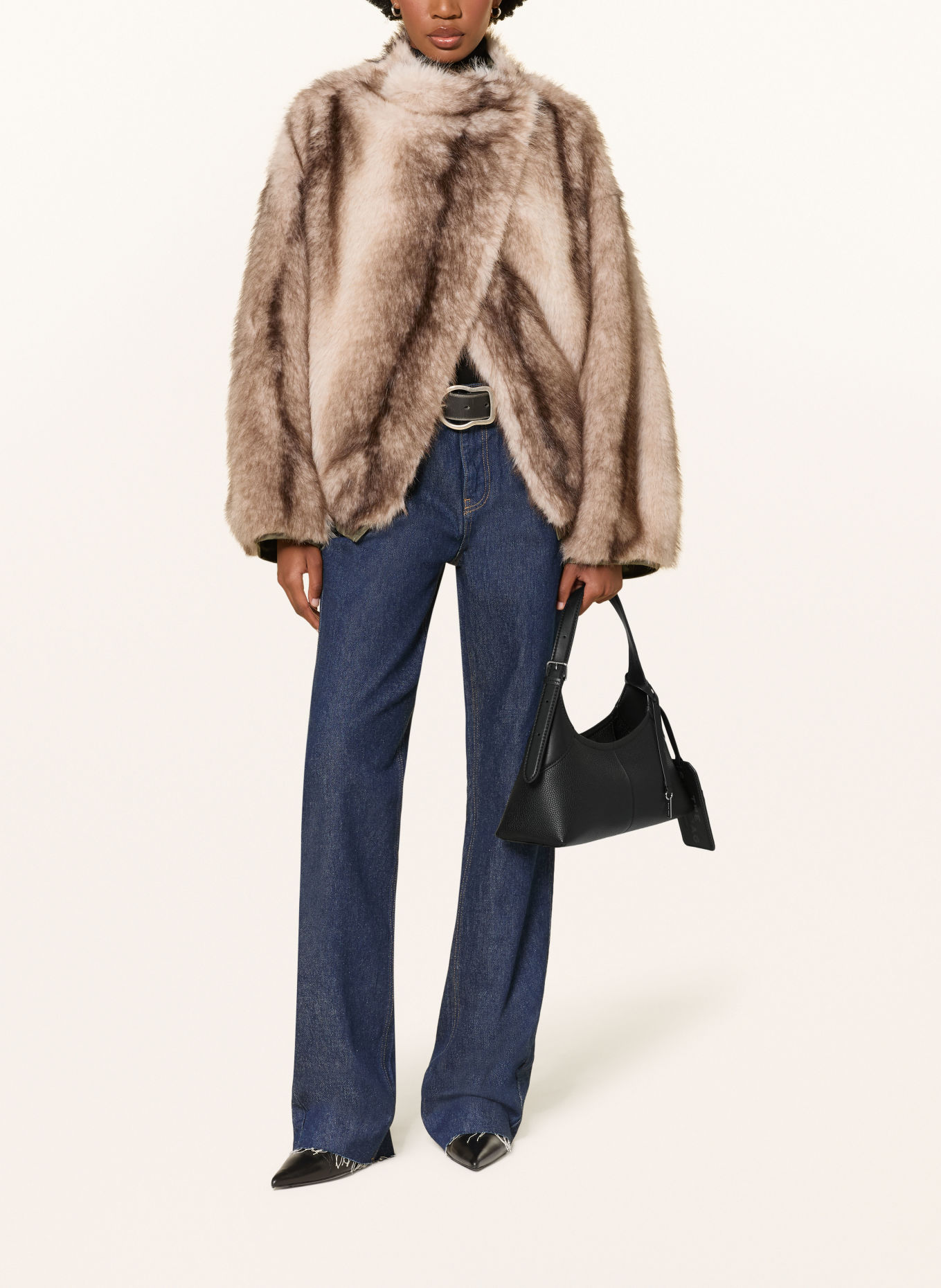 MARC JACOBS Handbag: THE SMALL BELTED SACK BAG: BLACK / SILVER