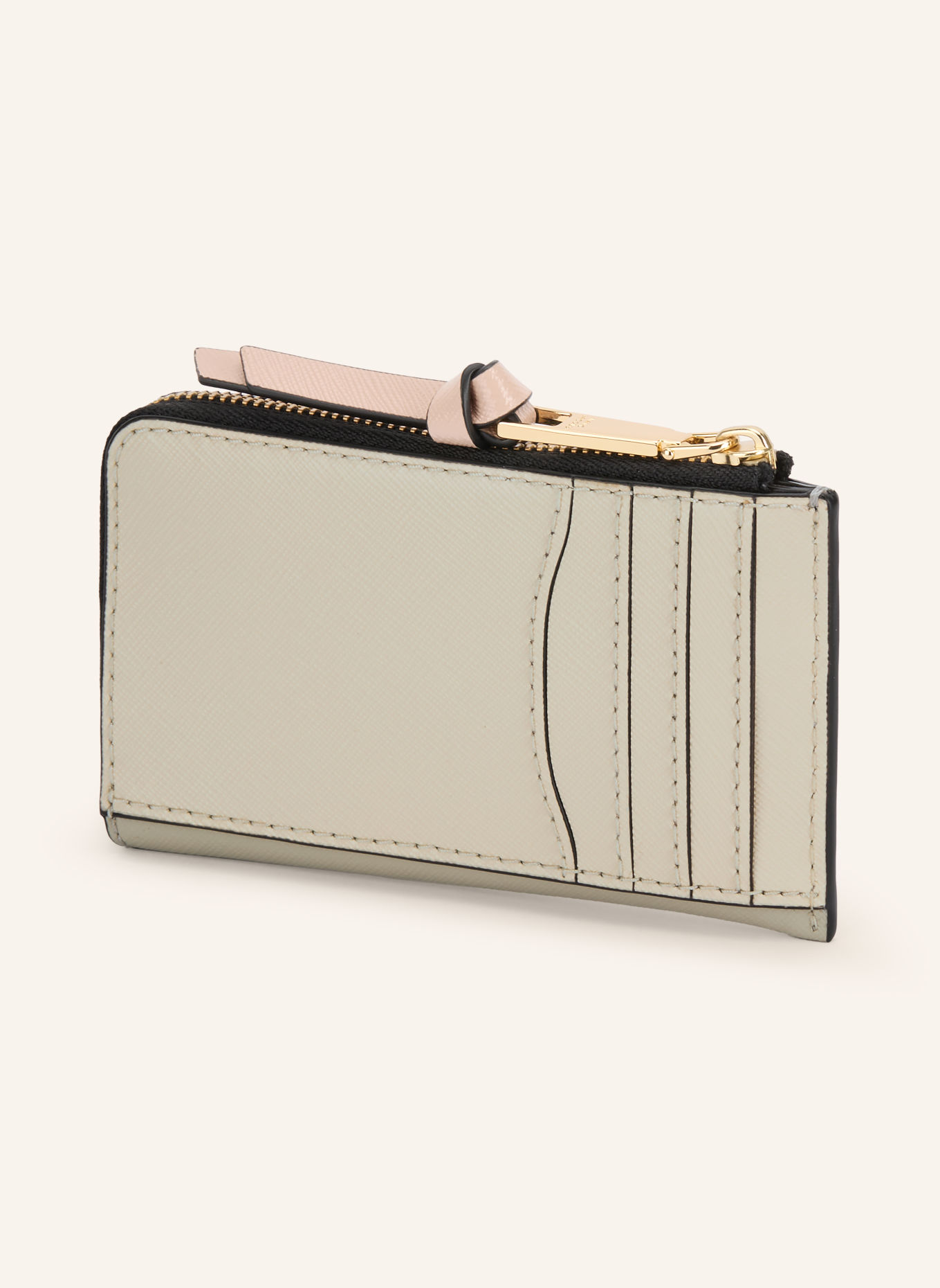 MARC JACOBS Saffiano-portemonnee THE SNAPSHOT TOP ZIP MULTI WALLET: BEIGE / GOUD / ZWART