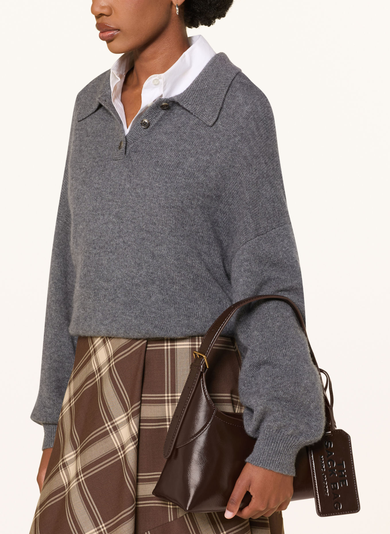 MARC JACOBS Handbag: THE SMALL BELTED SACK BAG: DARK BROWN / GOLD