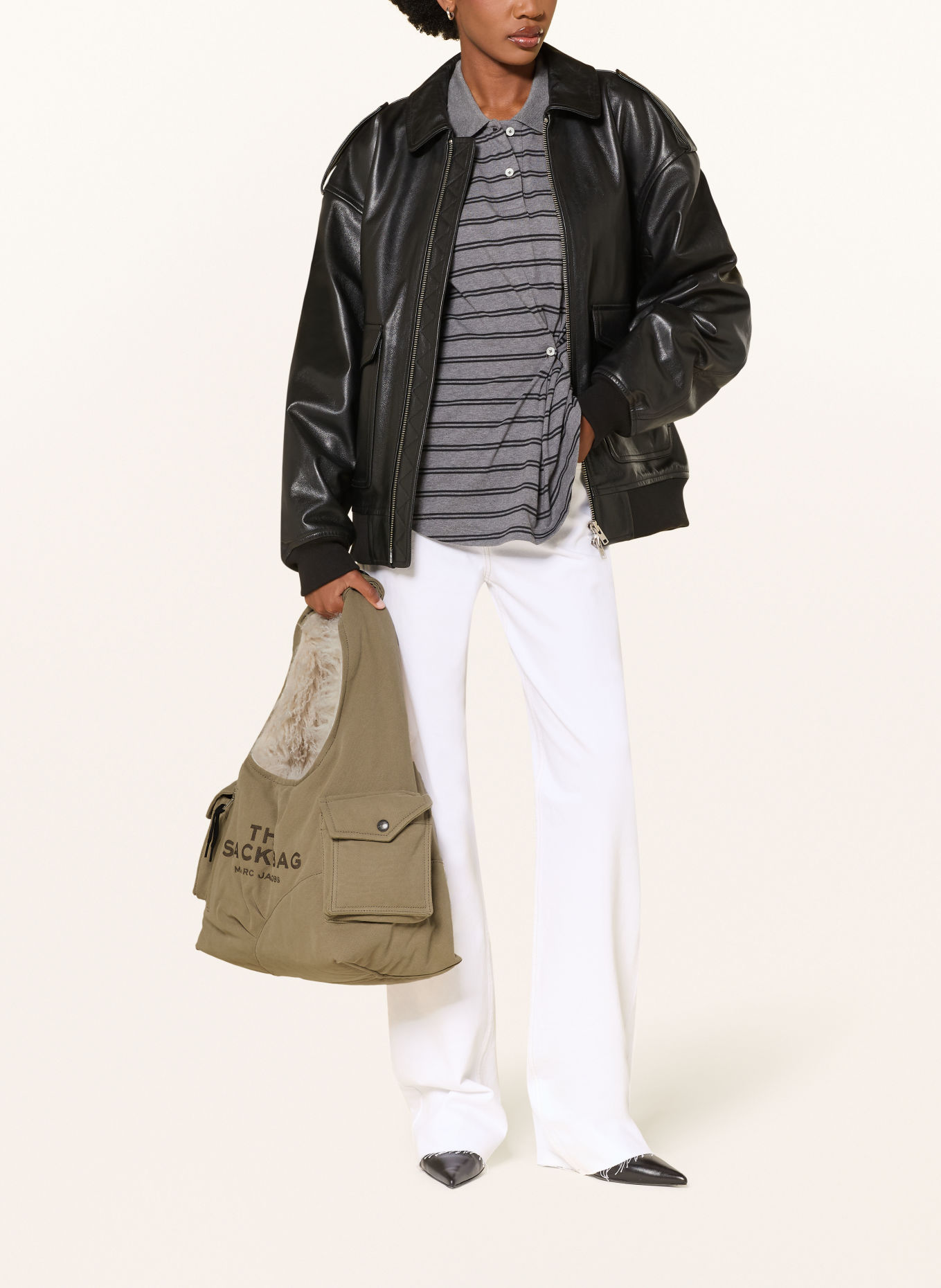 MARC JACOBS Shoulder bag THE SACK BAG: OLIVE / SILVER / BLACK