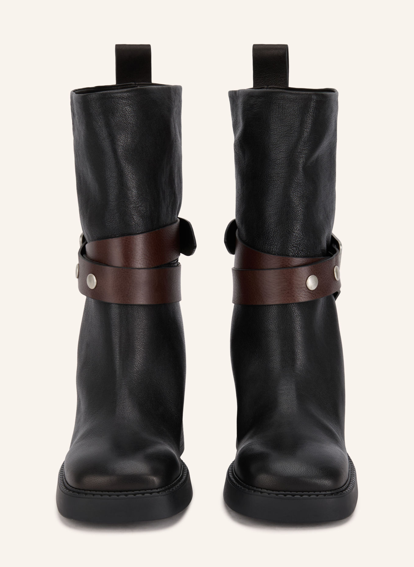 MIISTA JANINA Biker boots: BLACK / SILVER / DARK BROWN