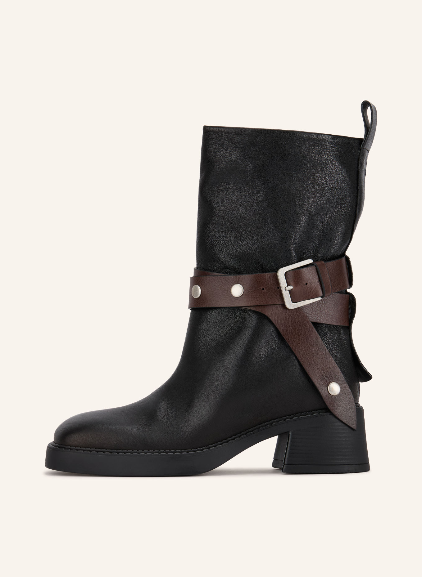 MIISTA JANINA Biker boots: BLACK / SILVER / DARK BROWN