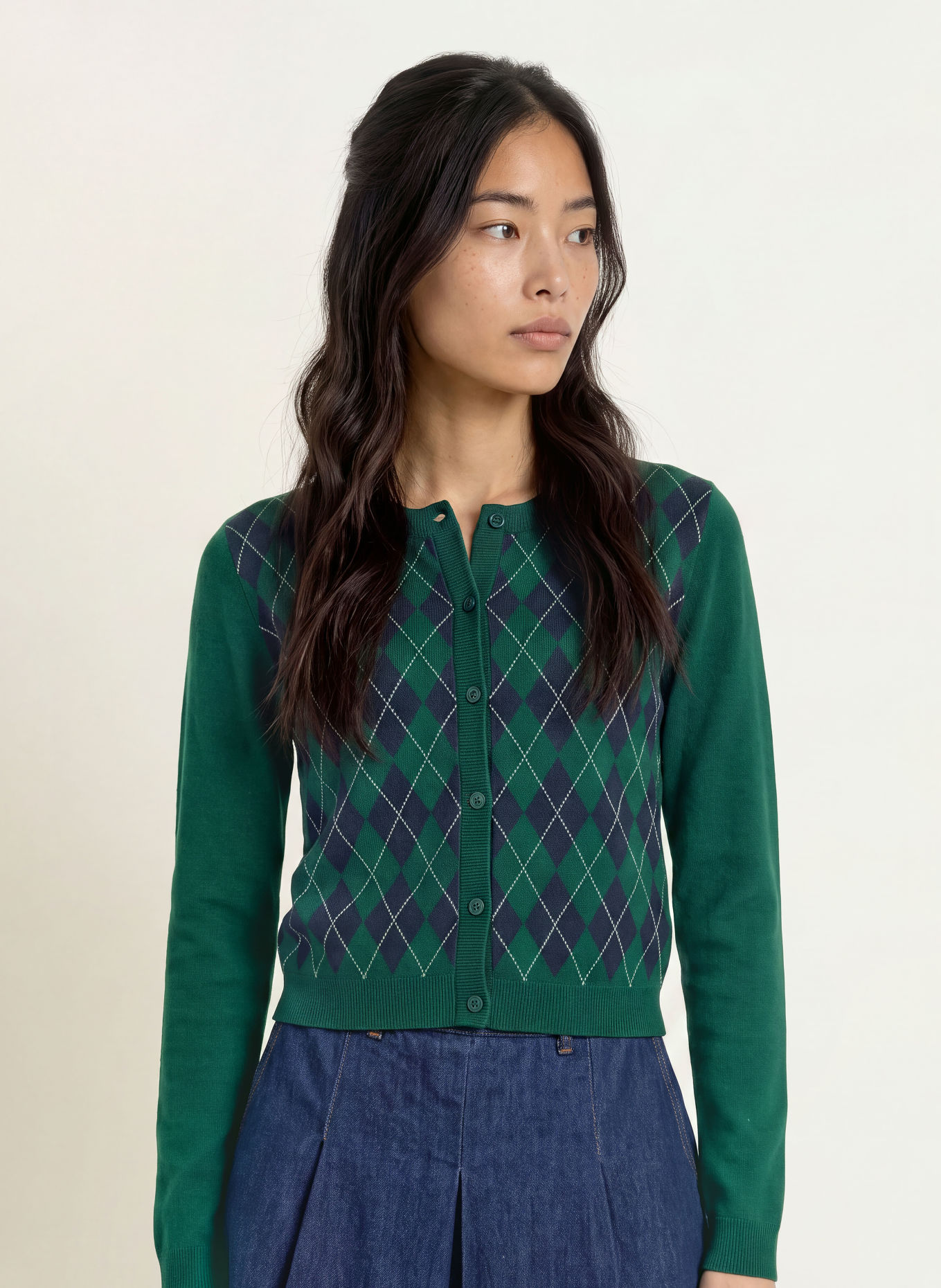 TOMMY JEANS Cardigan: GRØN / MINT / MØRKEBLÅ