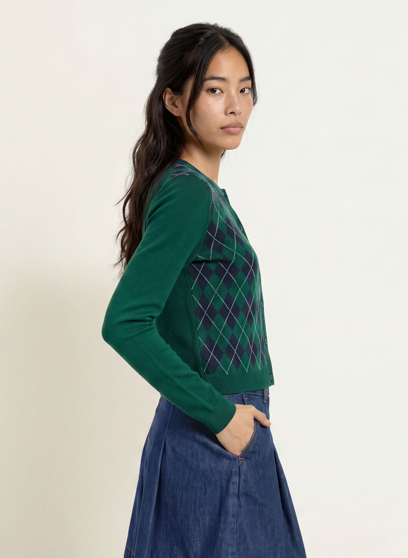 TOMMY JEANS Cardigan: GRØN / MINT / MØRKEBLÅ