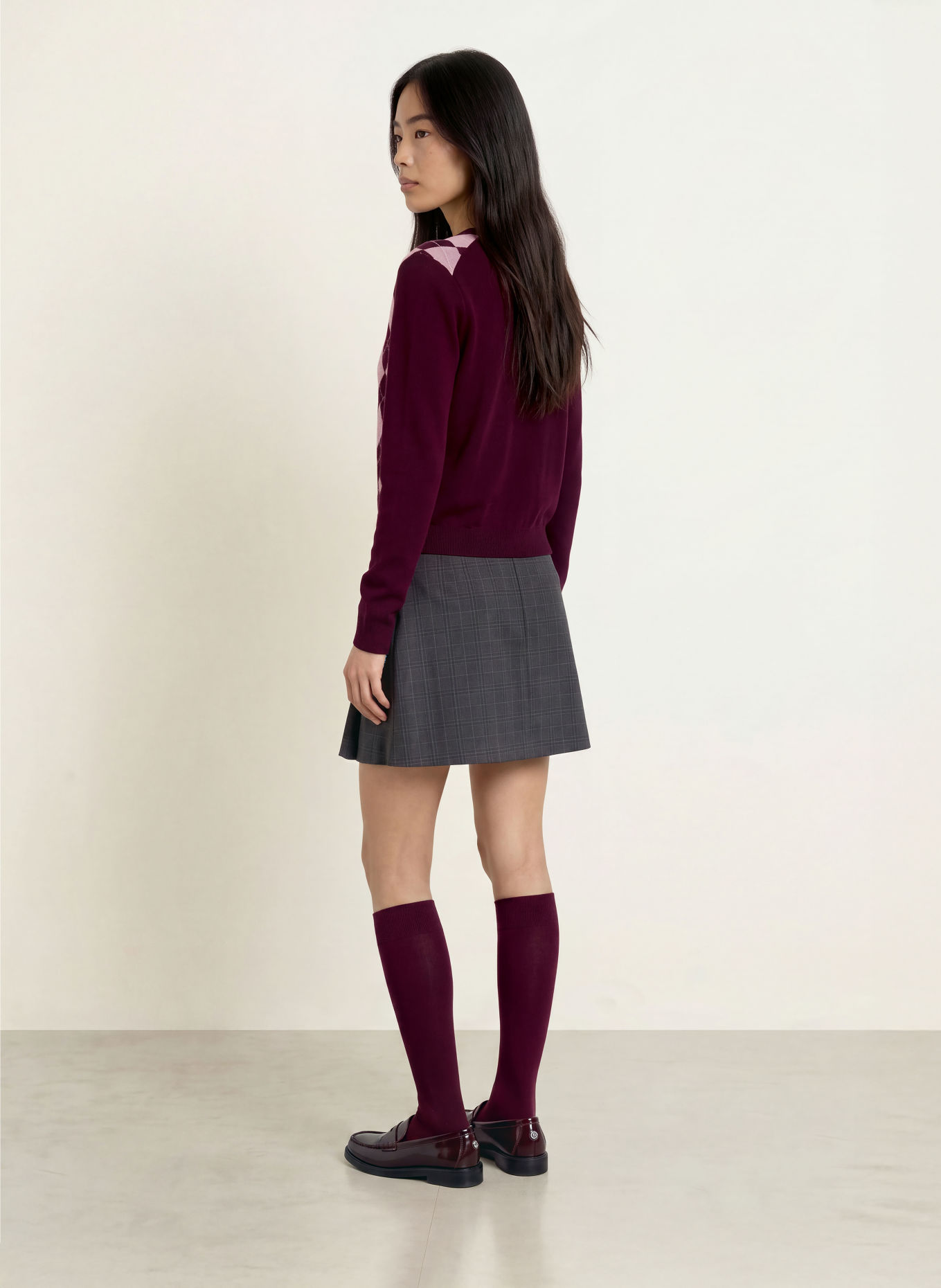 TOMMY JEANS Cardigan: MOV ÎNCHIS / ROZ / ALB