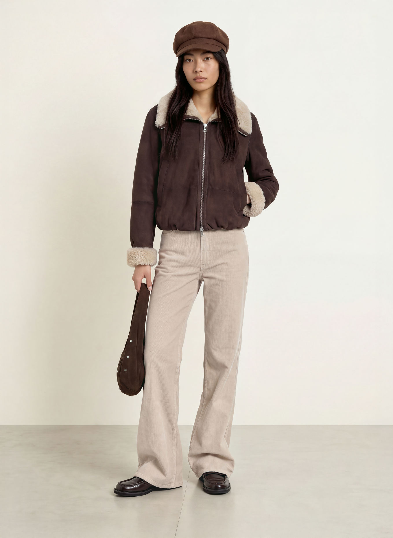 TOMMY JEANS Pantaloni din velur CLAIRE: TAUPE