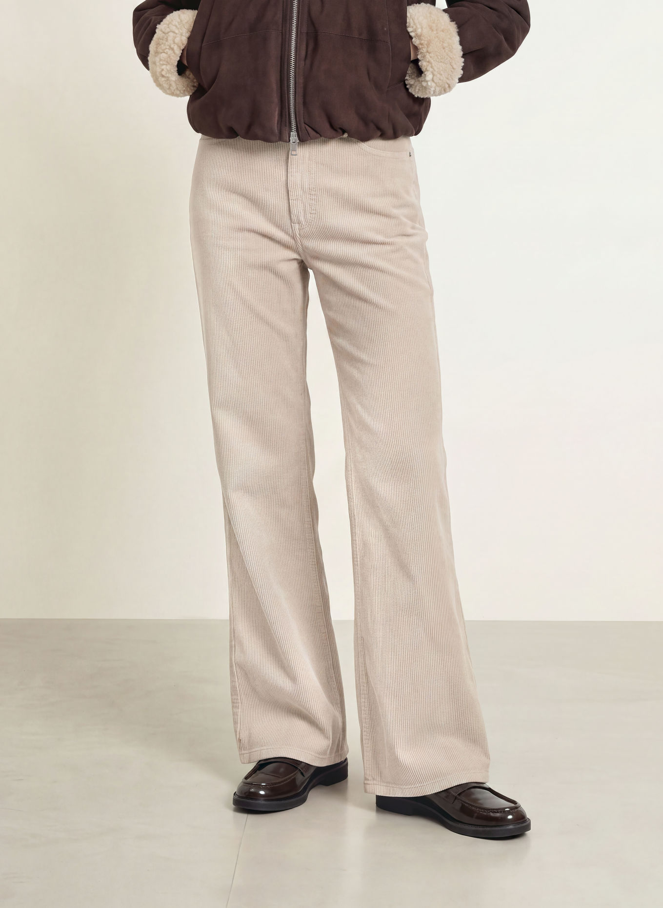 TOMMY JEANS Pantaloni din velur CLAIRE: TAUPE