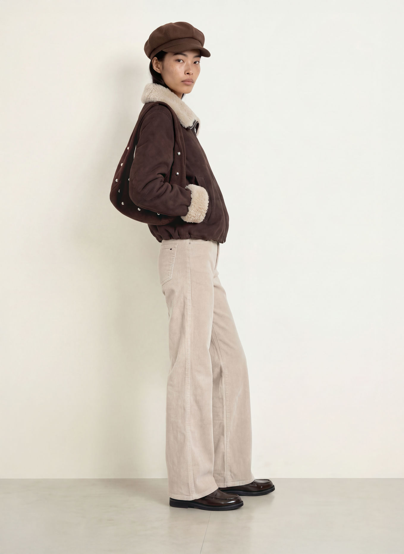 TOMMY JEANS Pantaloni din velur CLAIRE: TAUPE