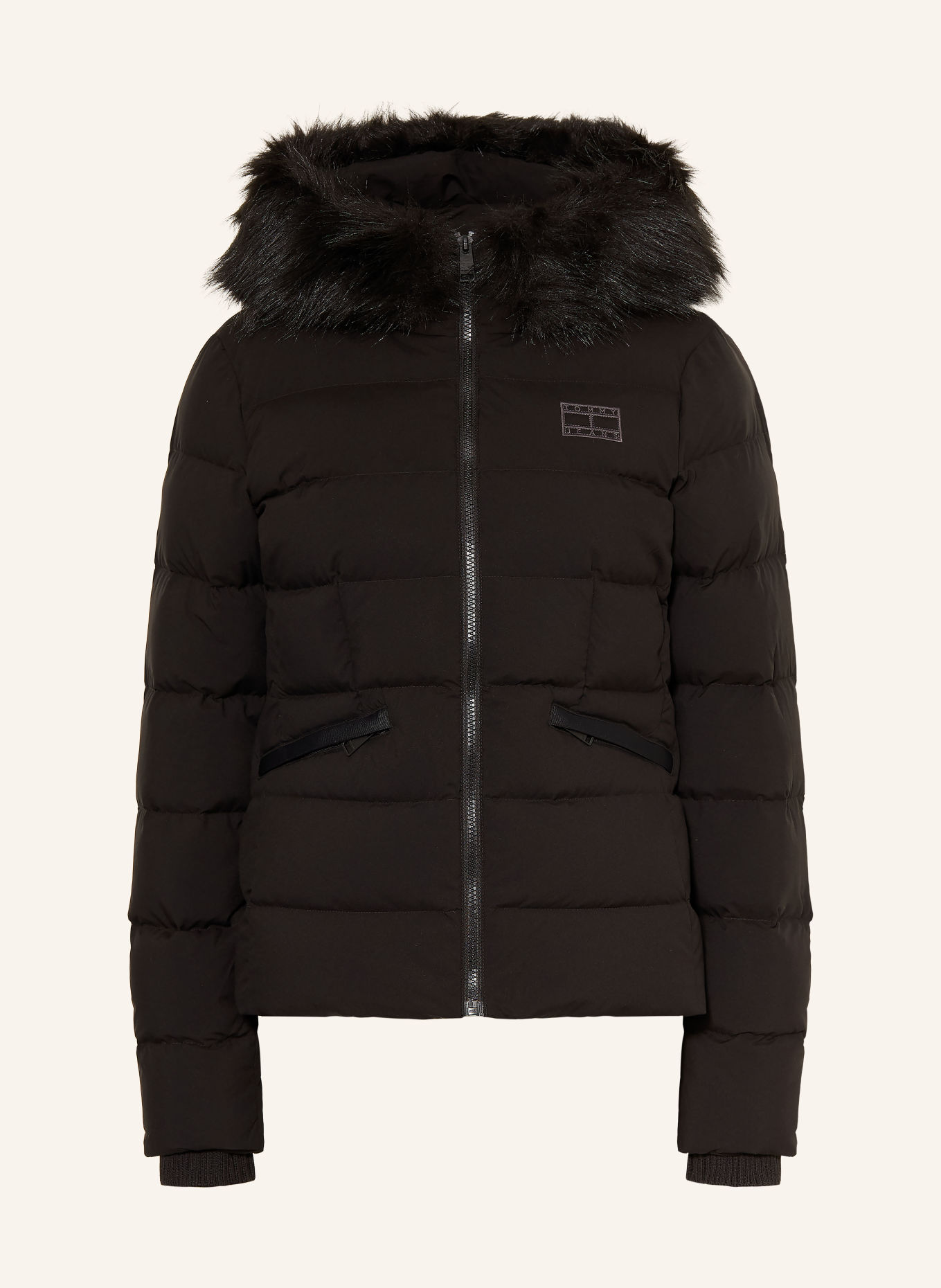 TOMMY JEANS Down jacket with a removable faux fur collar: BLACK