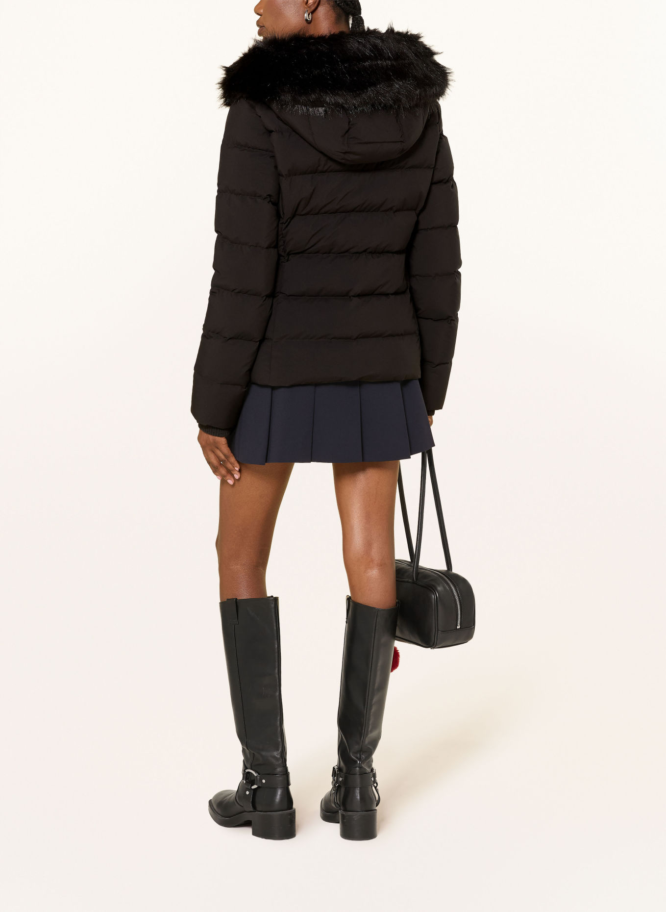 TOMMY JEANS Down jacket with a removable faux fur collar: BLACK