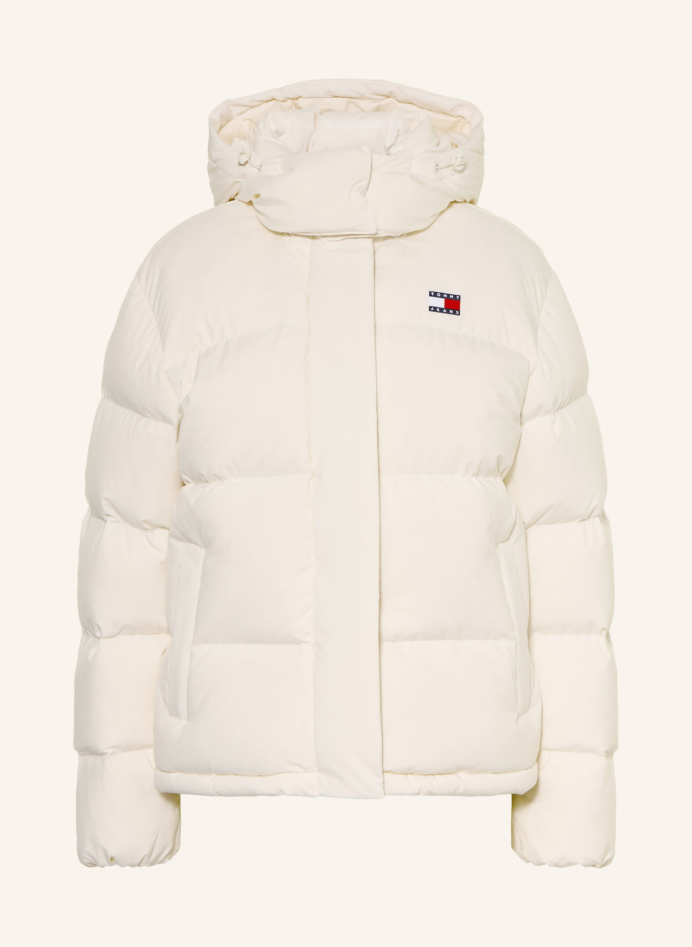 TOMMY JEANS Jachetă din puf cu glugă detașabilă: ALB