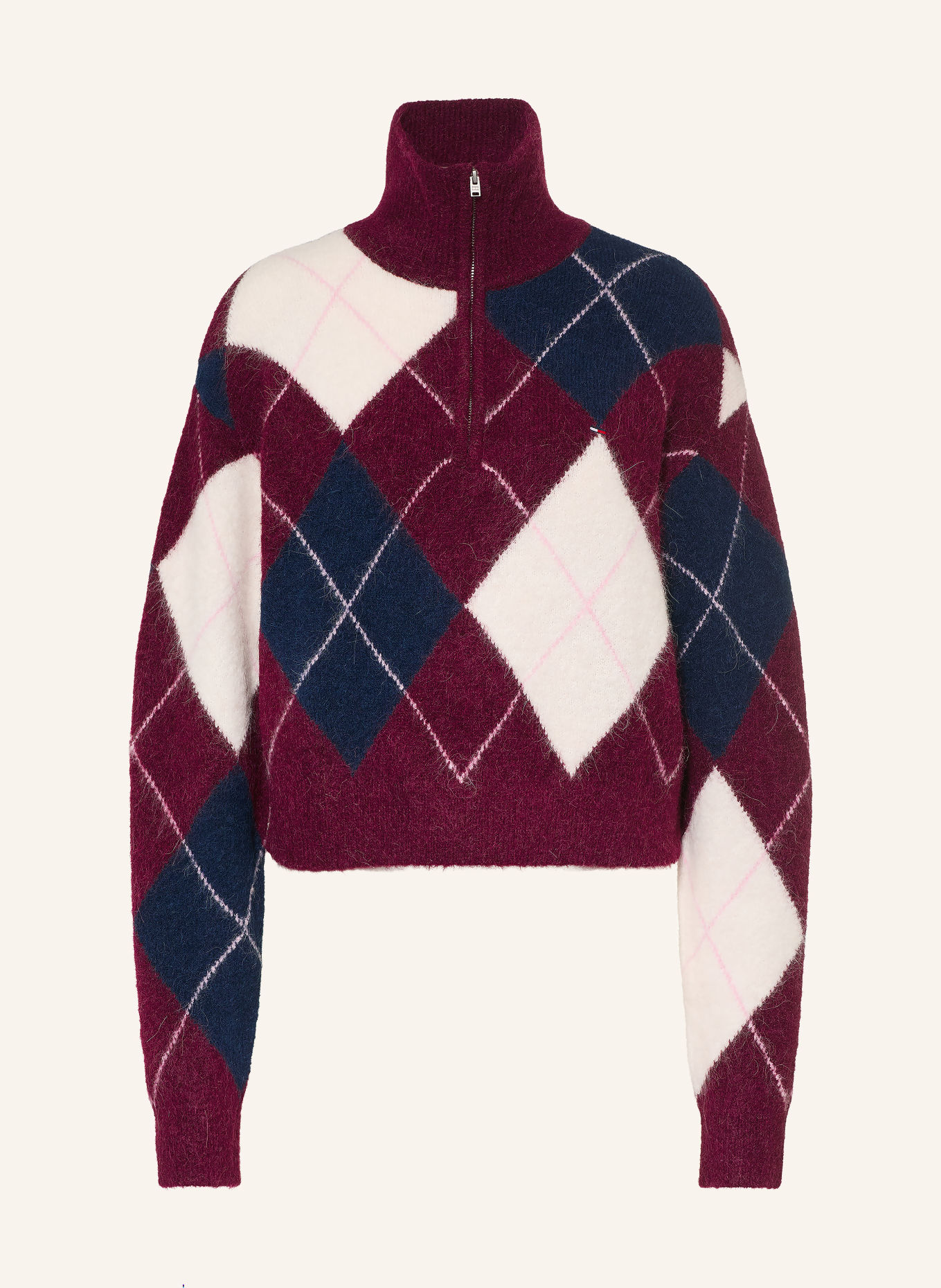 TOMMY JEANS Alpaca-blend half-zip sweater: DARK PURPLE / DARK BLUE / WHITE
