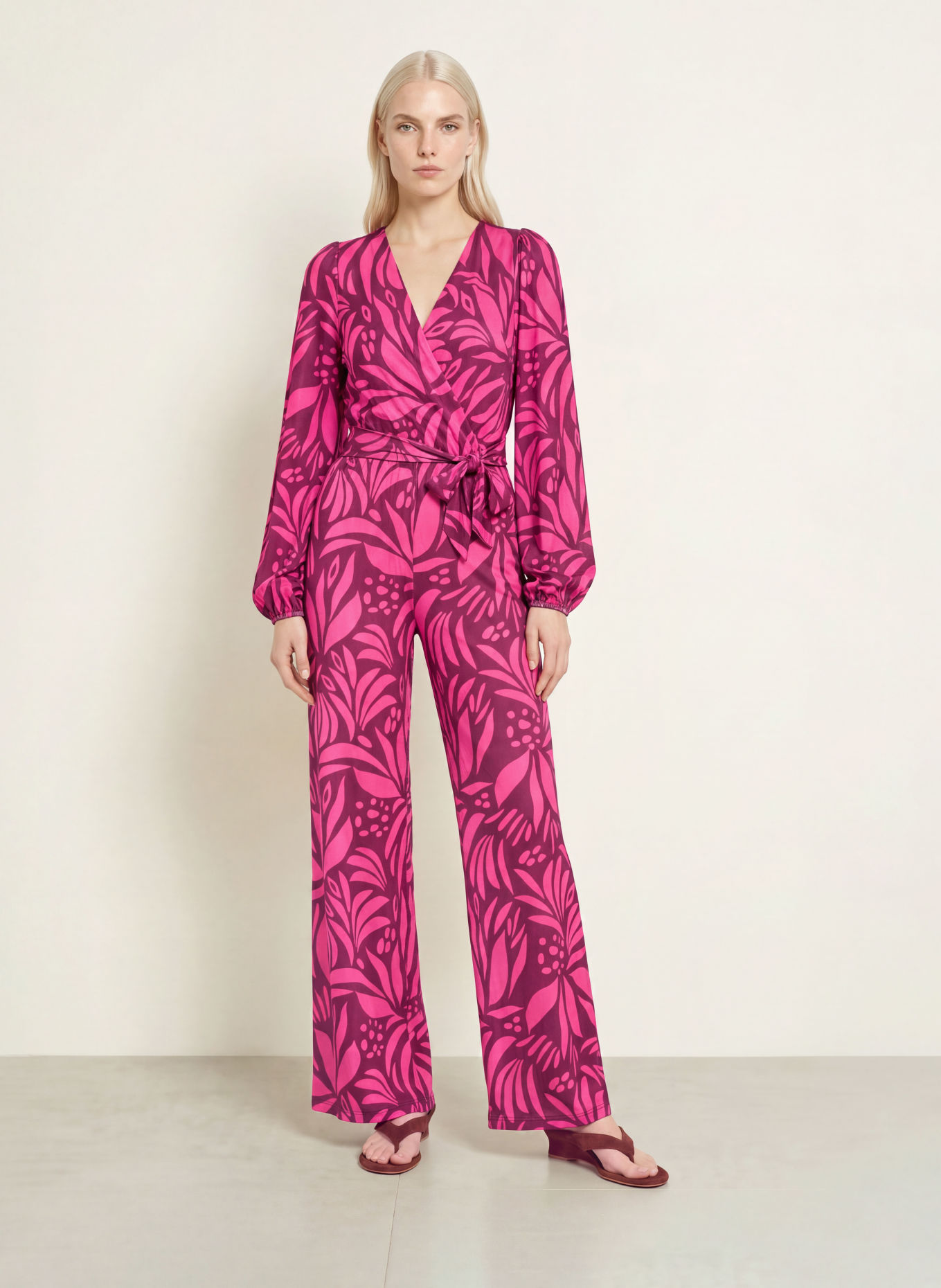 marivie Jumpsuit mit Glitzergarn: PINK / DUNKELLILA