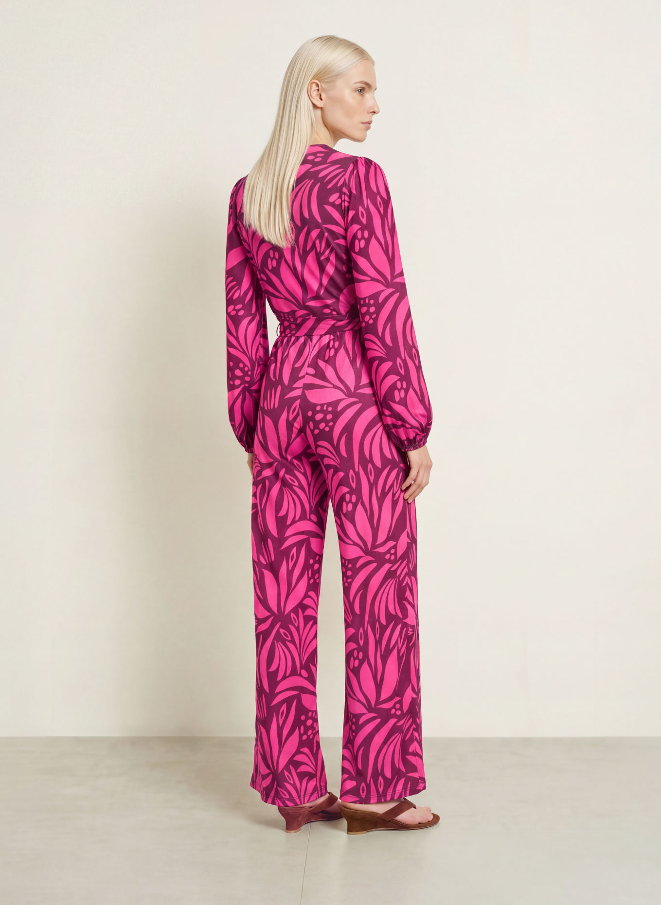 marivie Jumpsuit mit Glitzergarn: PINK / DUNKELLILA