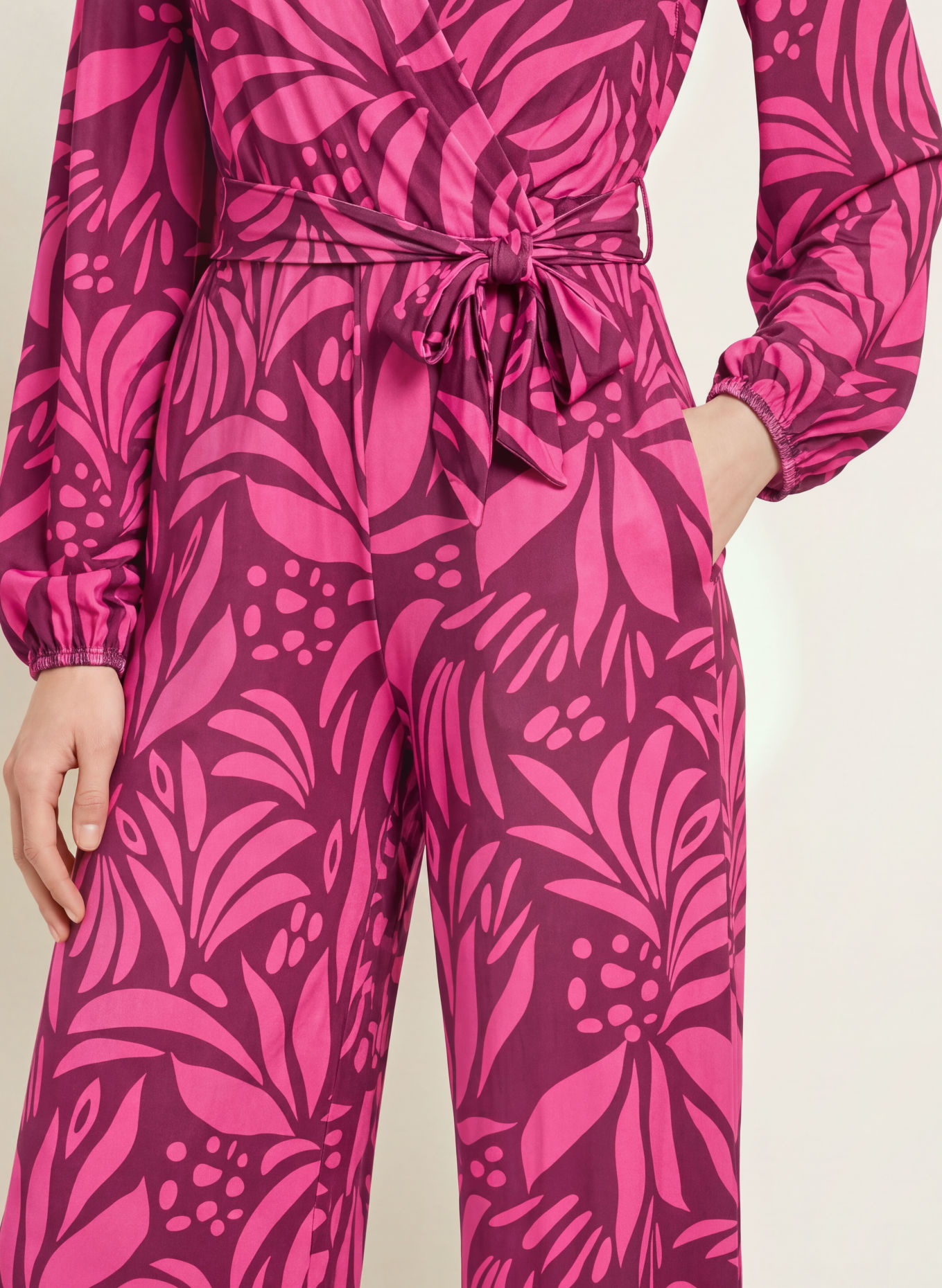 marivie Jumpsuit mit Glitzergarn: PINK / DUNKELLILA