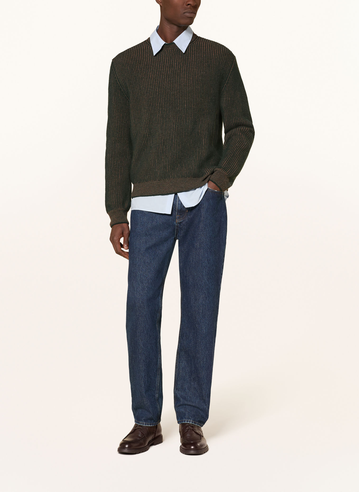 PAUL & SHARK Trui: DONKERGROEN / BEIGE