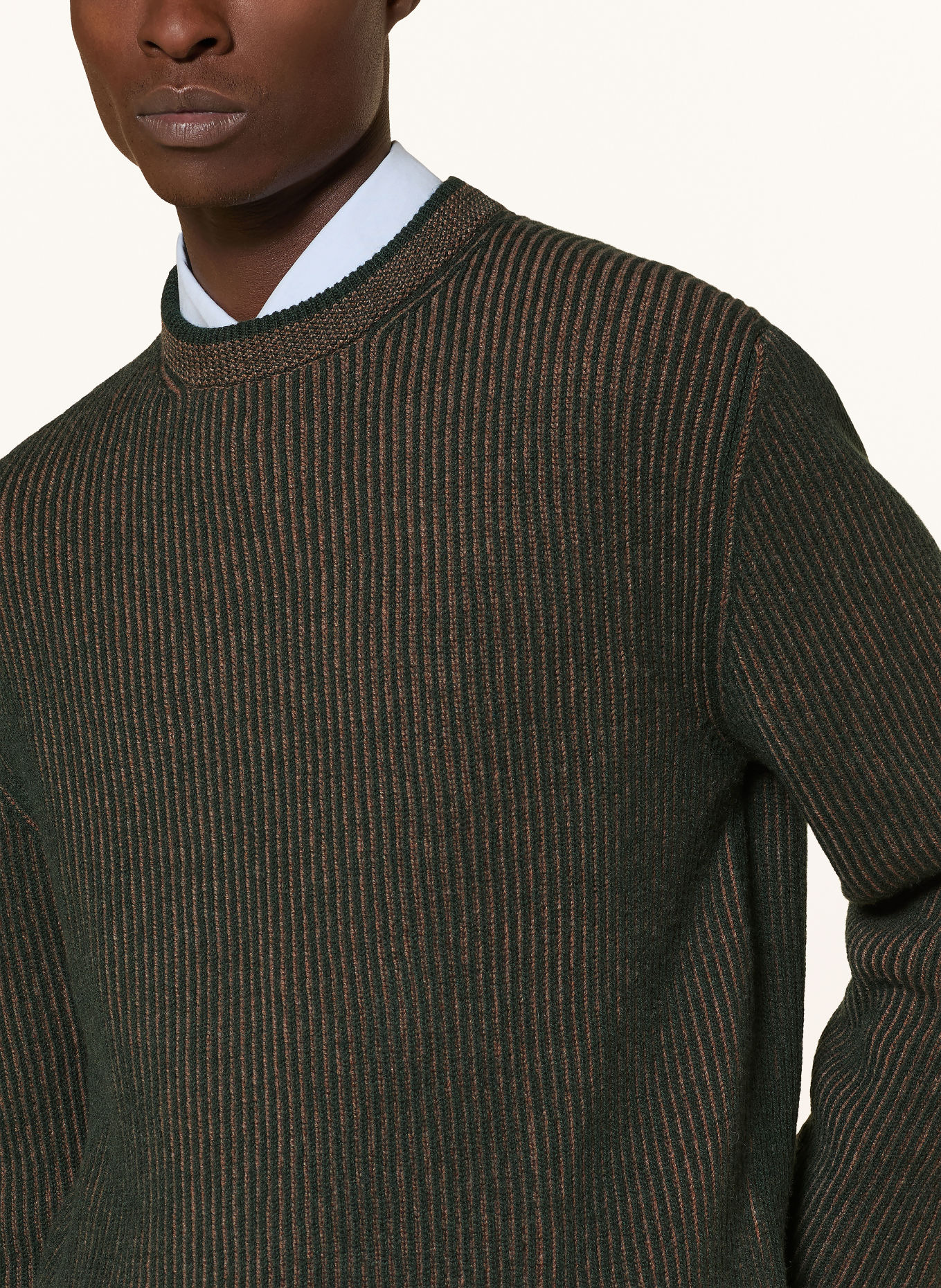 PAUL & SHARK Trui: DONKERGROEN / BEIGE
