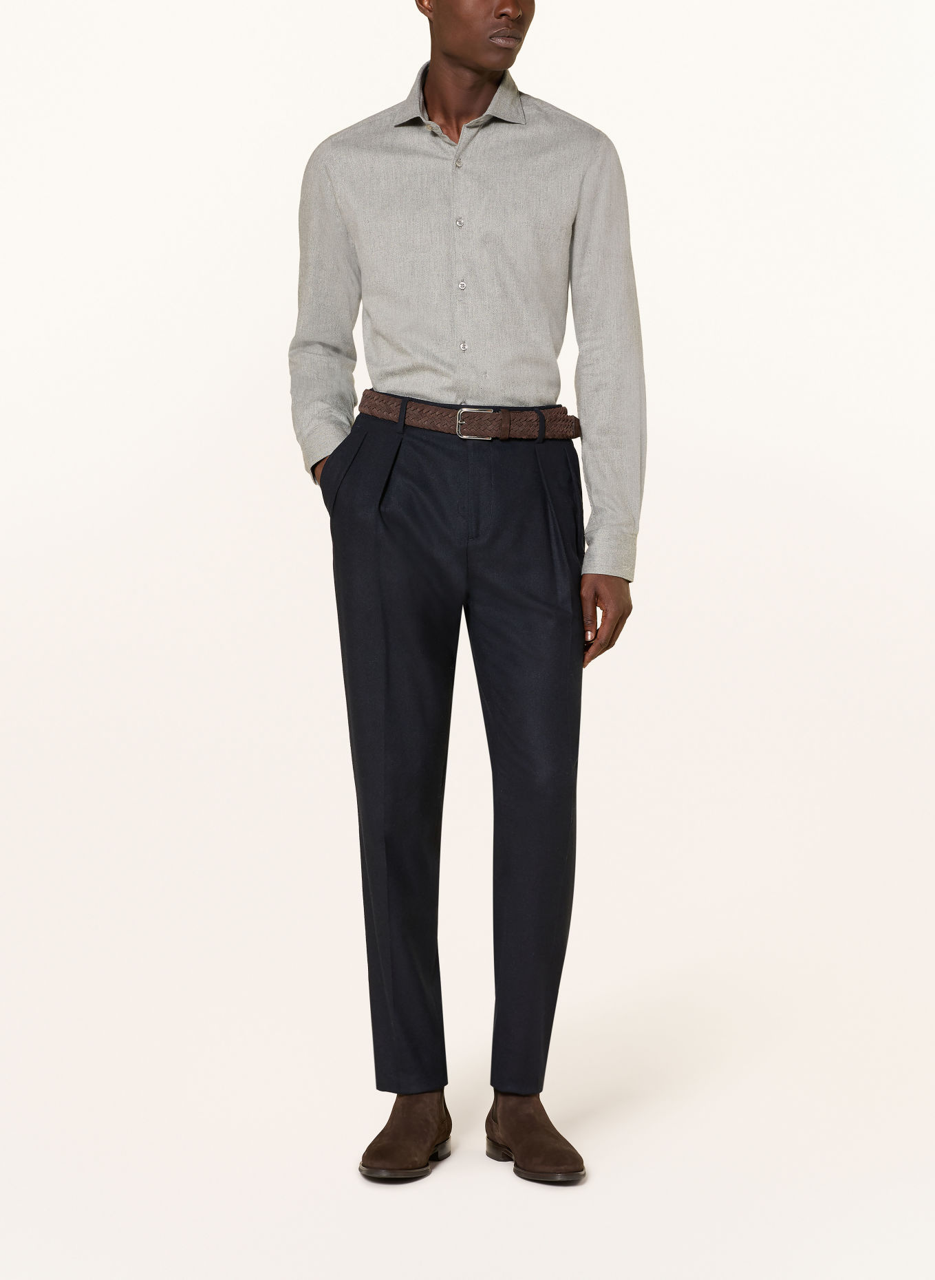 PAUL & SHARK Flanellen overhemd Comfort Fit: GRIJS
