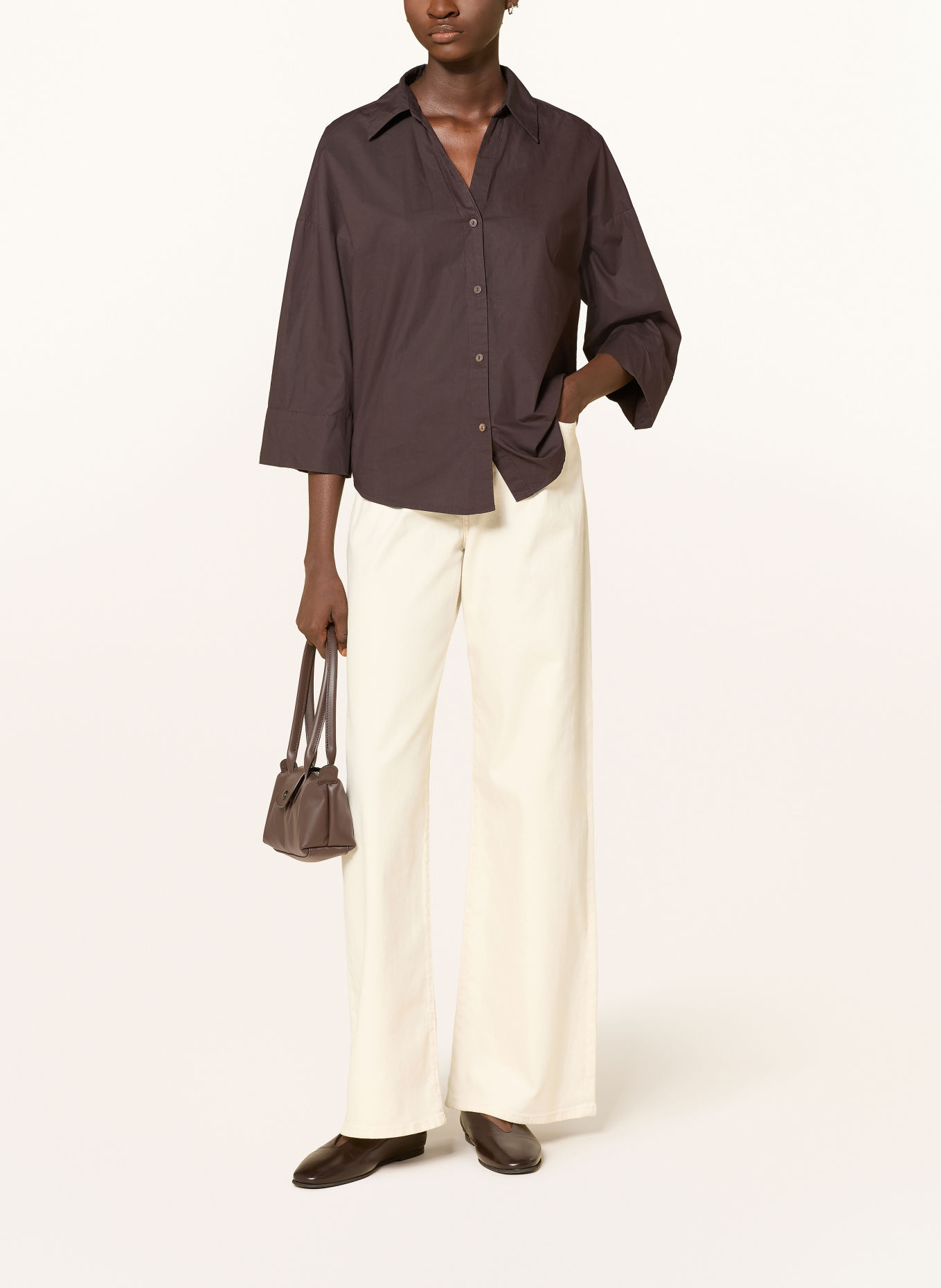 ONLY Blouse with 3/4-length sleeves: DARK BROWN