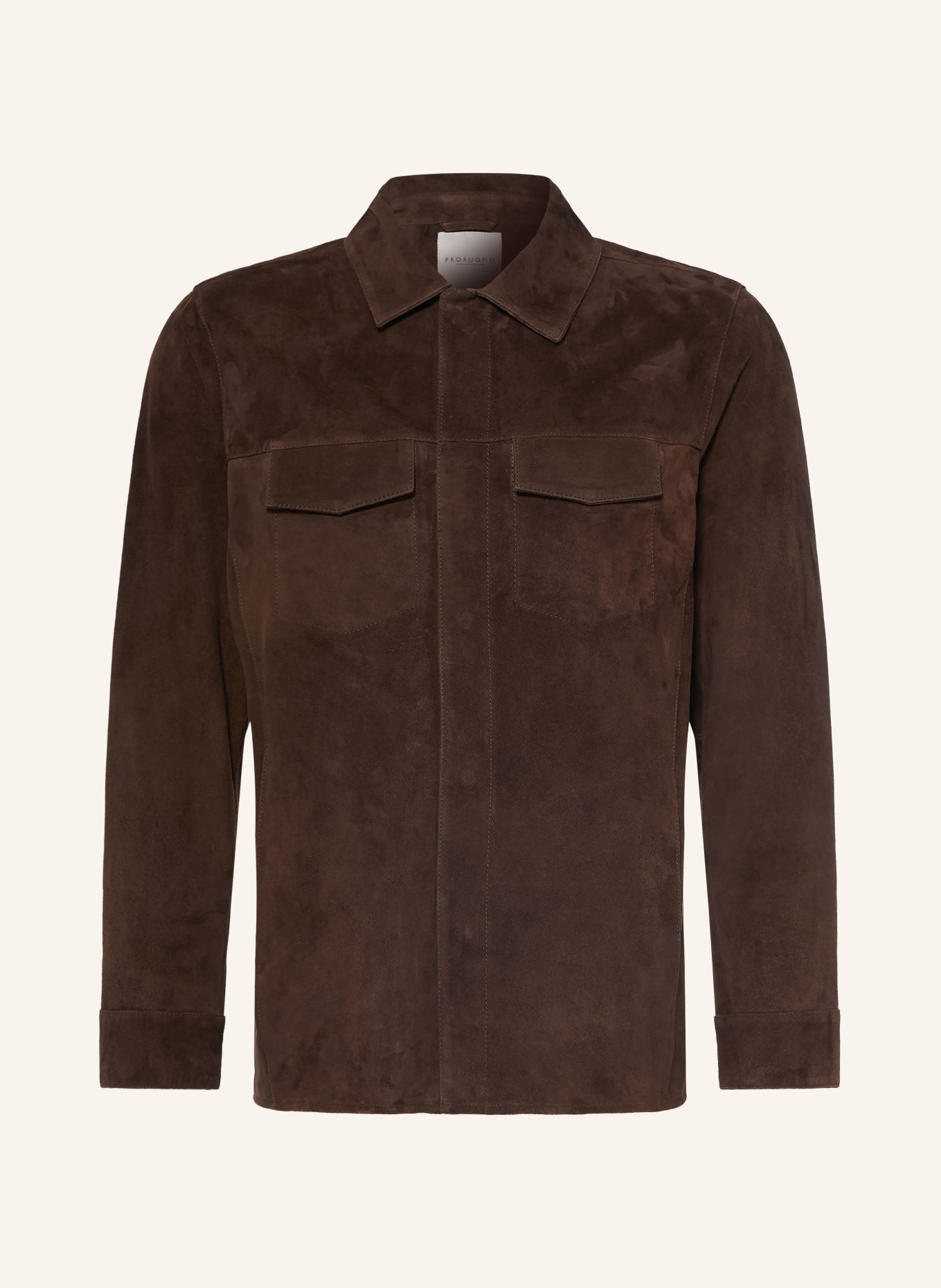PROFUOMO Leren Overshirt: MARRON FONCÉ