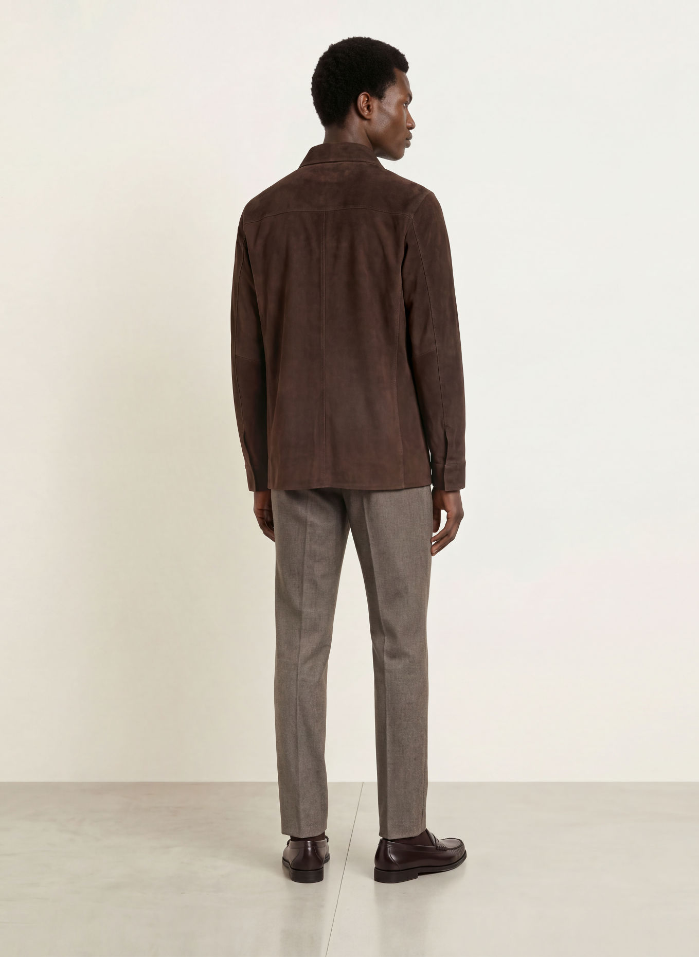 PROFUOMO Leren Overshirt: MARRON FONCÉ