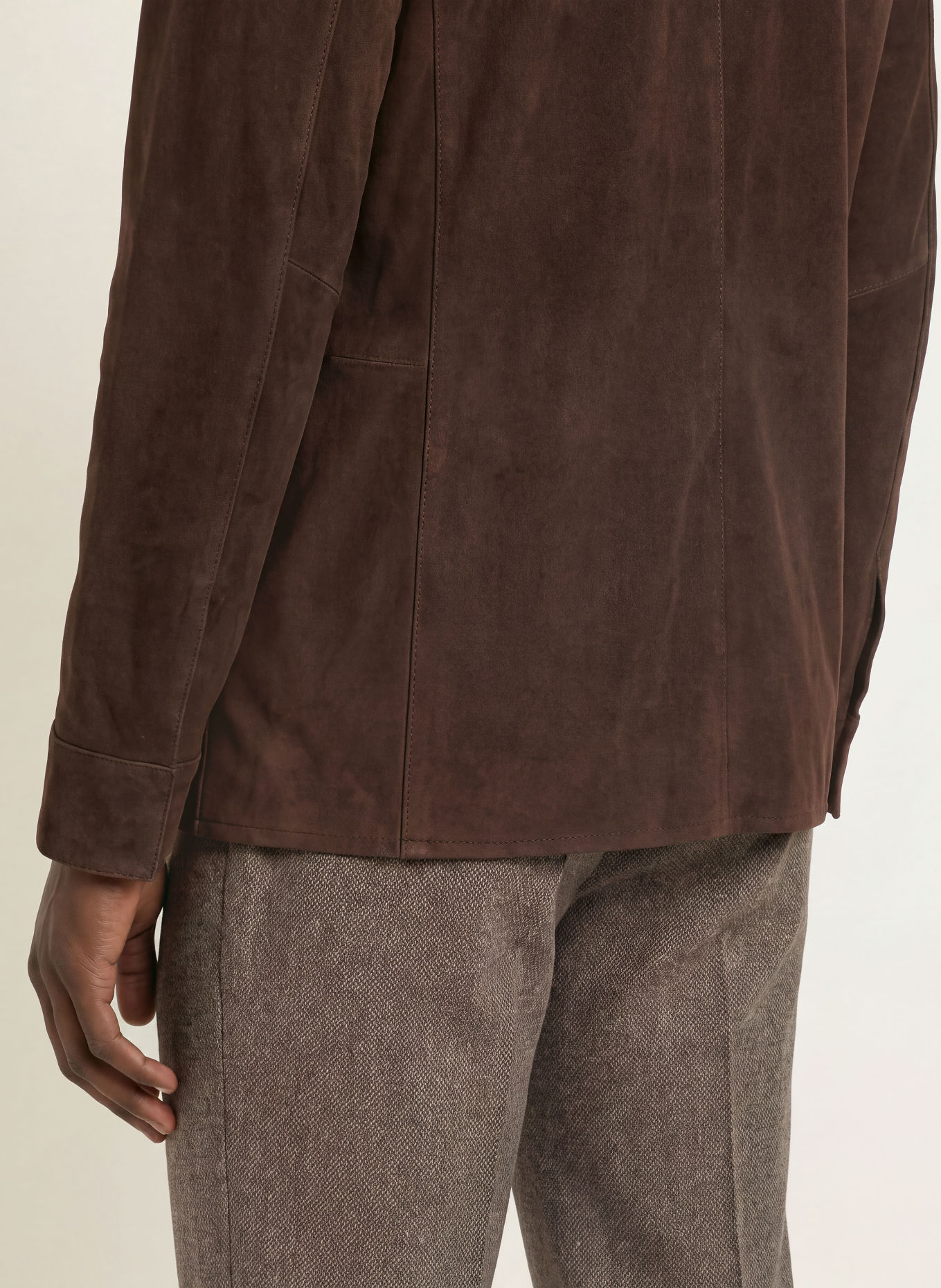 PROFUOMO Leren Overshirt: MARRON FONCÉ