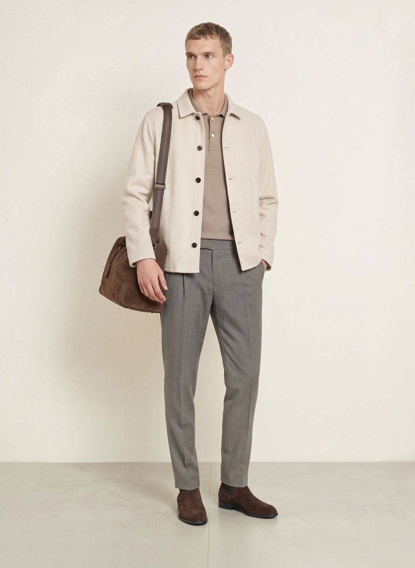 PROFUOMO Overshirt: BEIGE / ECRU