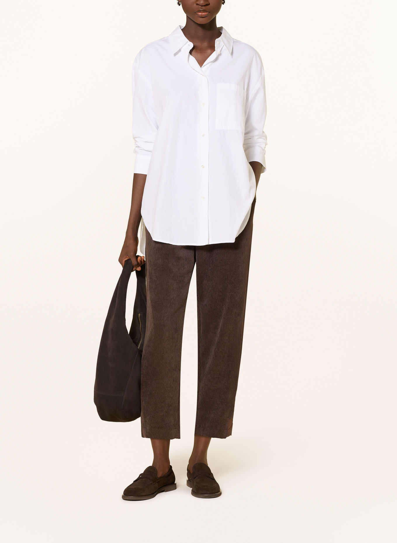 MAC EVA 7/8-length corduroy pants: DARK BROWN