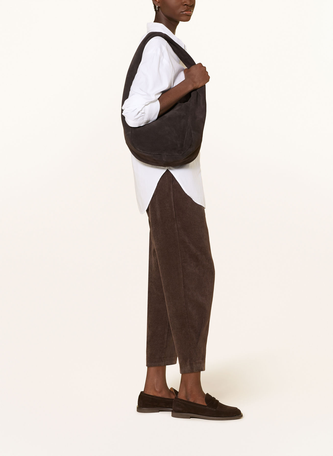 MAC EVA 7/8-length corduroy pants: DARK BROWN