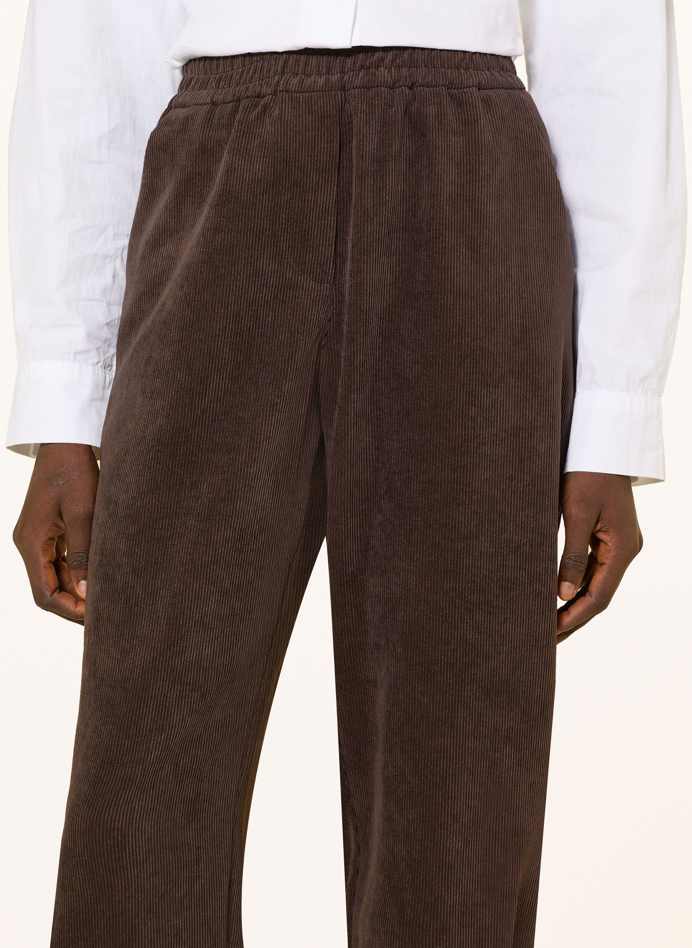 MAC EVA 7/8-length corduroy pants: DARK BROWN