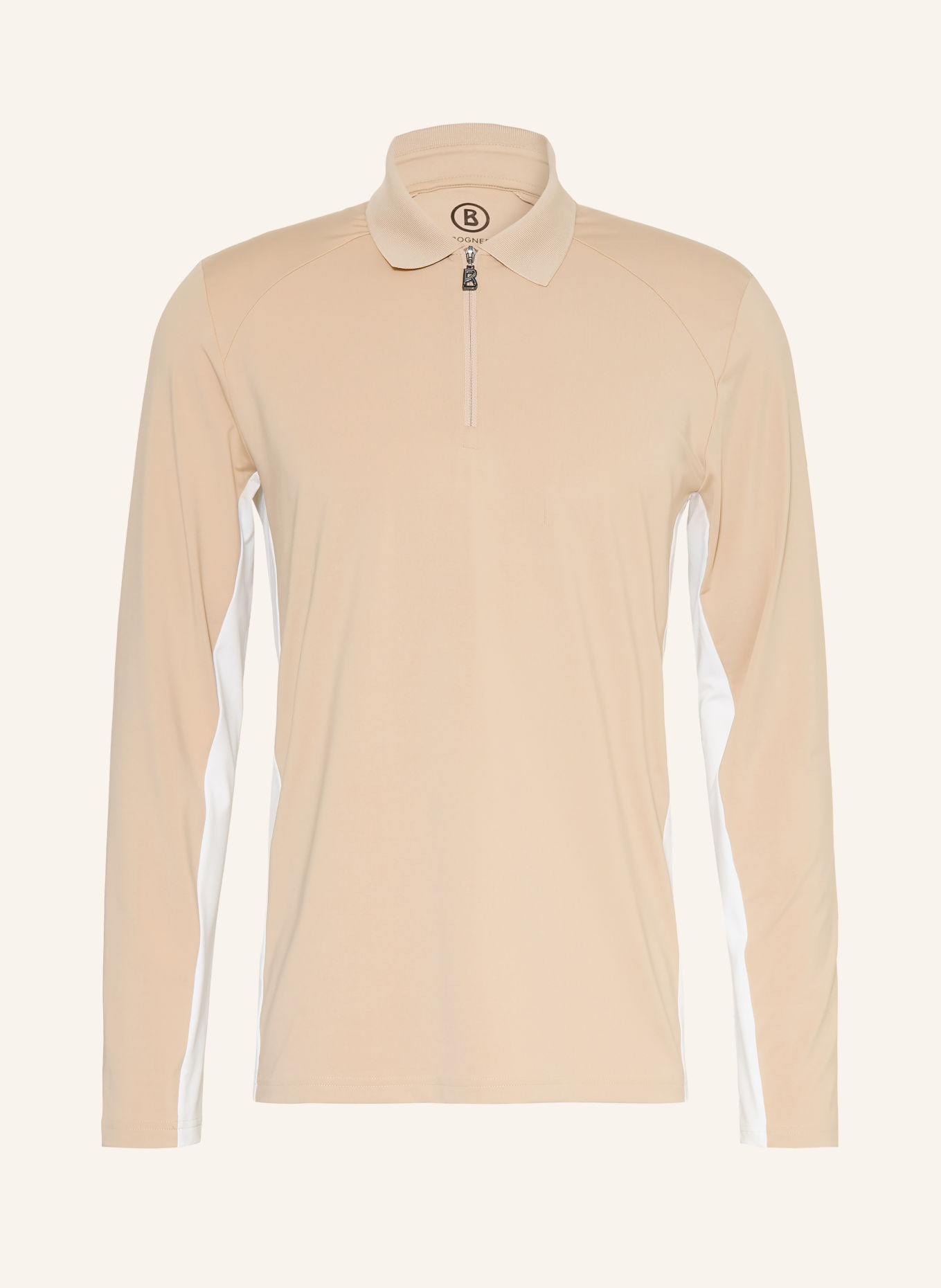 BOGNER FABRIO Performance Polo Shirt: BEIGE / WHITE