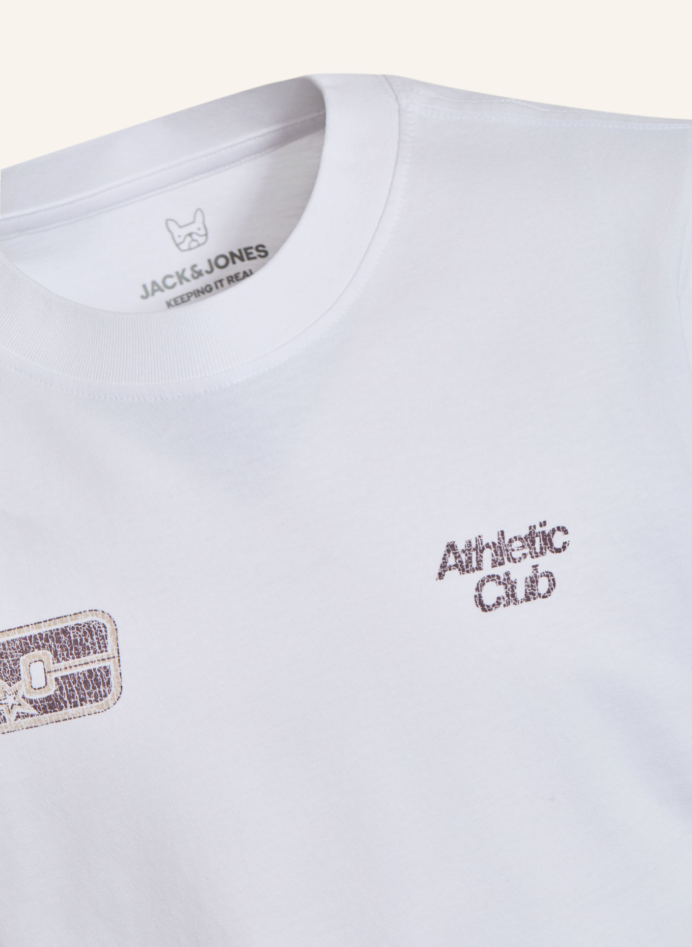 JACK&JONES T-shirt: WIT / MARRON FONCÉ