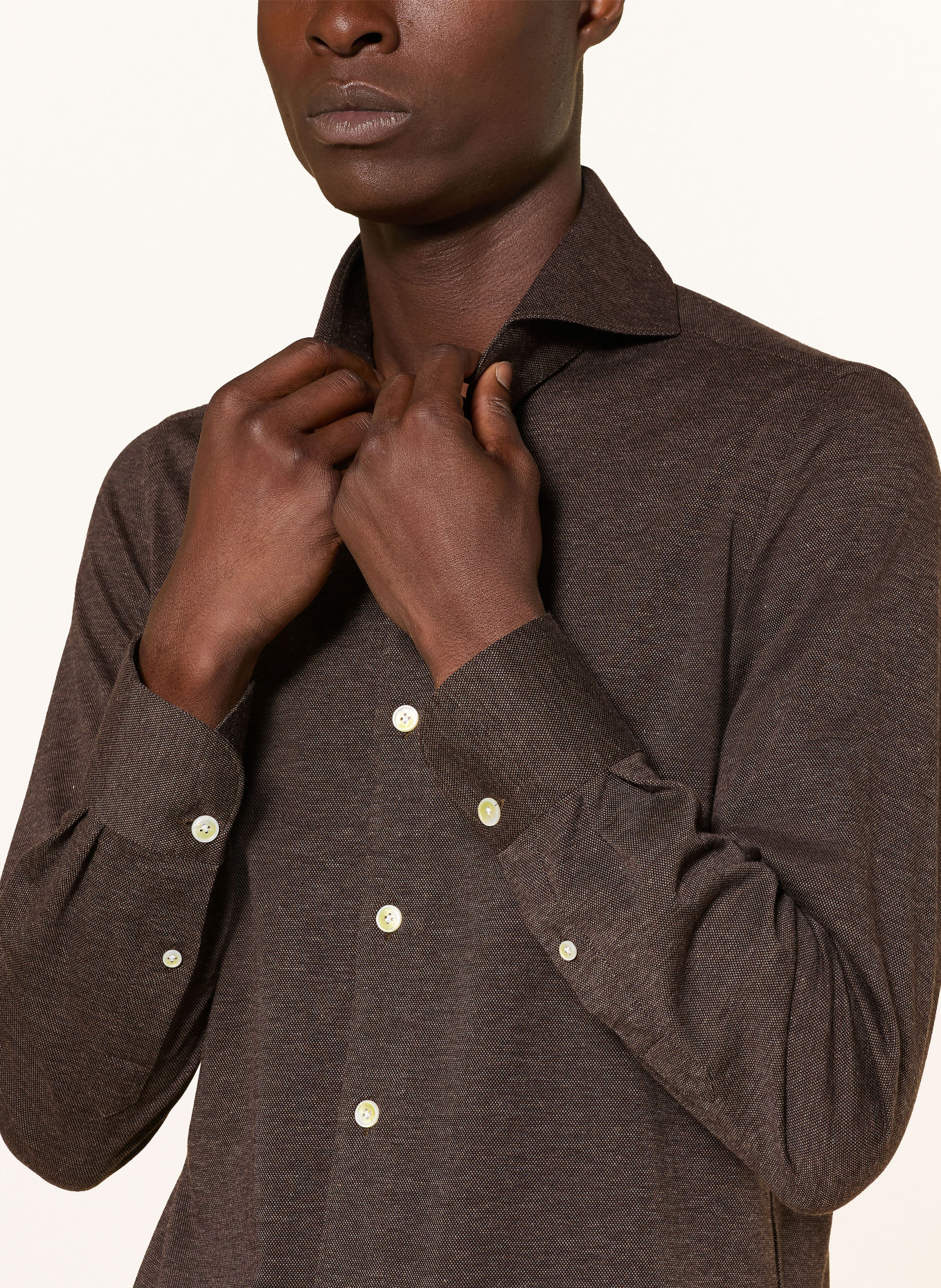 FINAMORE 1925 Hemd TORONTO SERGIO Slim Fit: DUNKELBRAUN