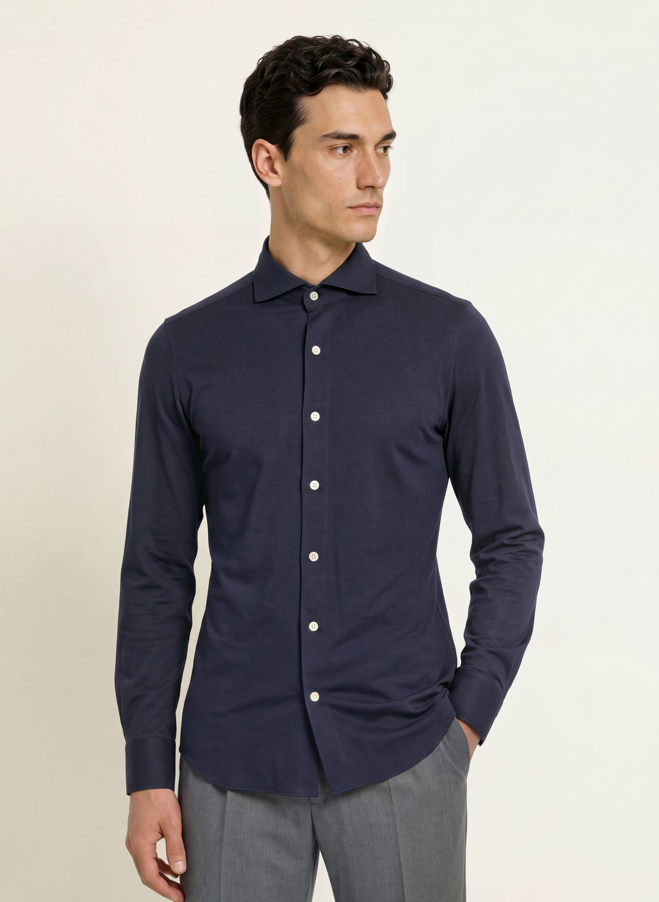 FINAMORE 1925 Hemd TORONTO SERGIO Slim Fit: DUNKELBLAU