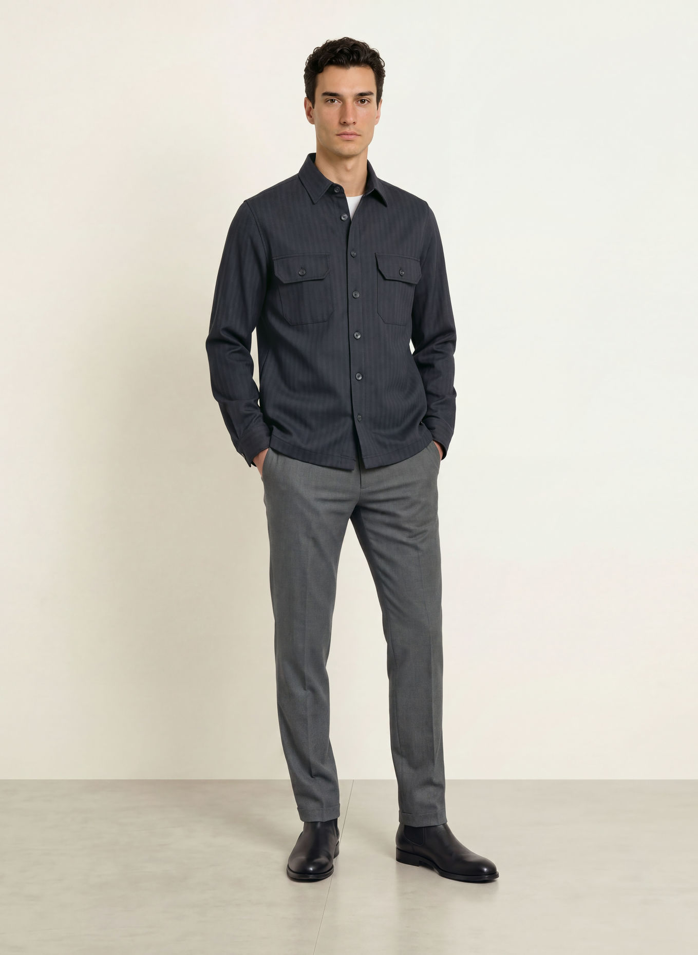 DESOTO Jersey overshirt: BLACK / DARK GRAY