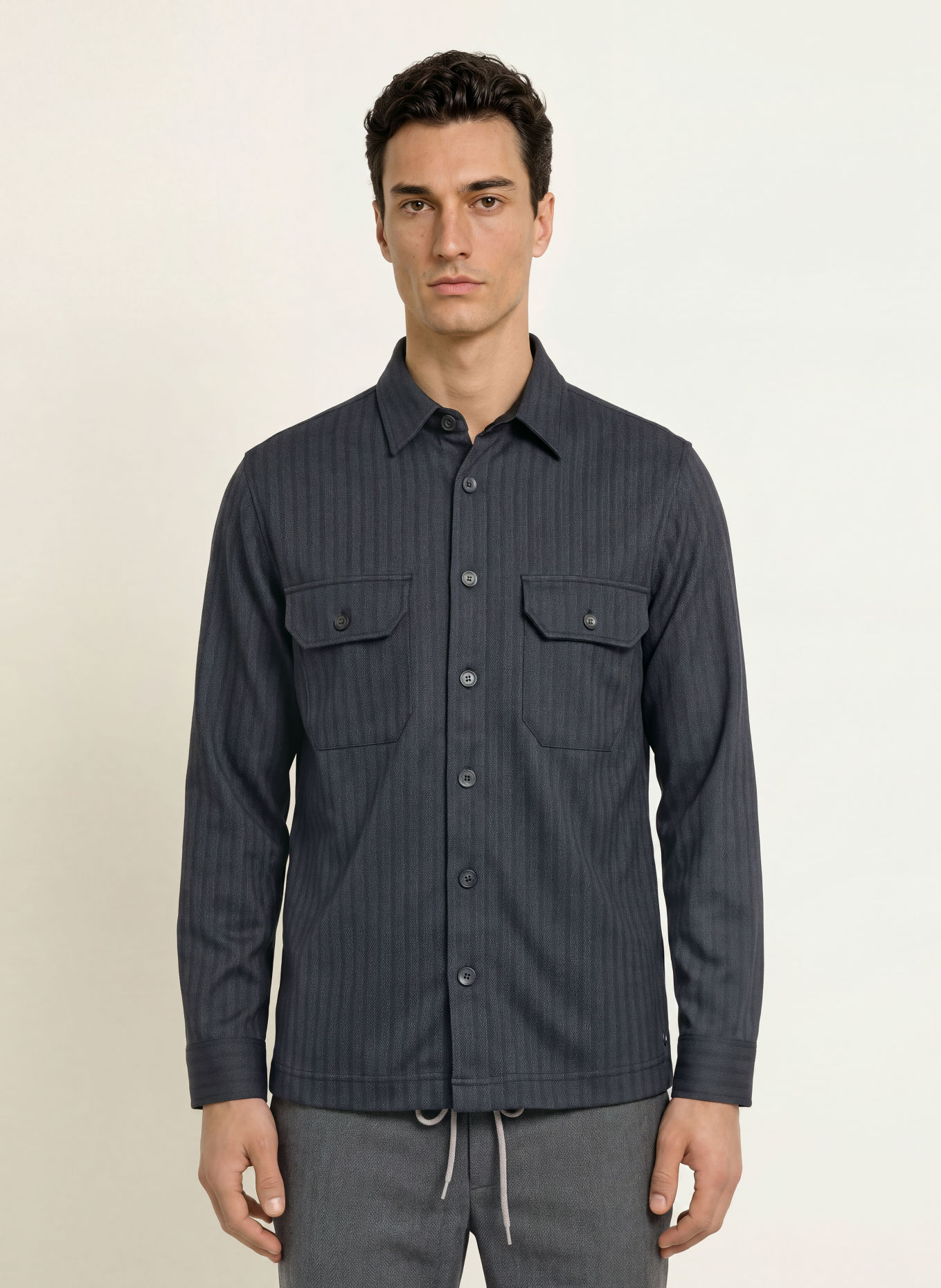 DESOTO Jersey overshirt: BLACK / DARK GRAY