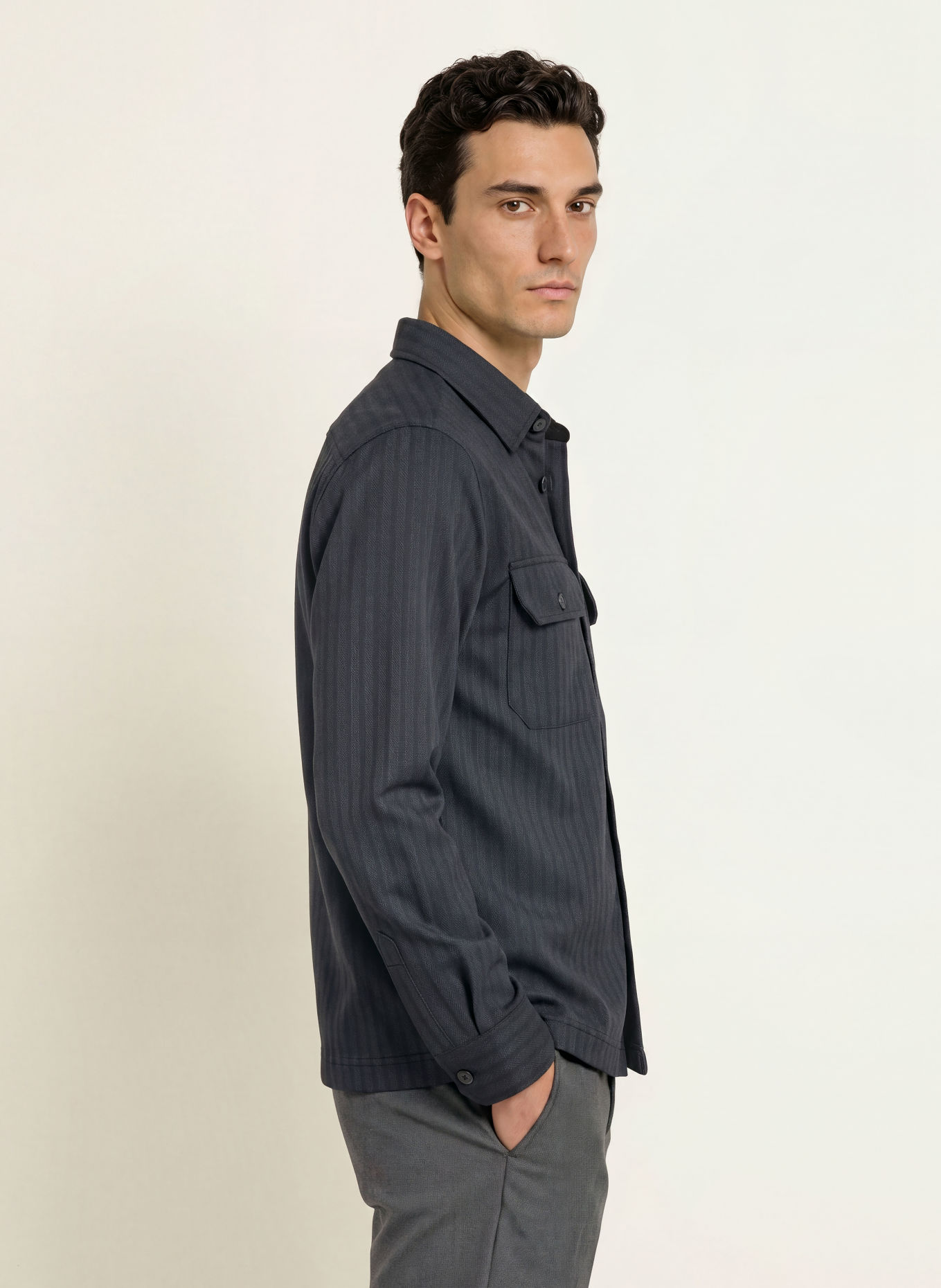 DESOTO Jersey overshirt: BLACK / DARK GRAY