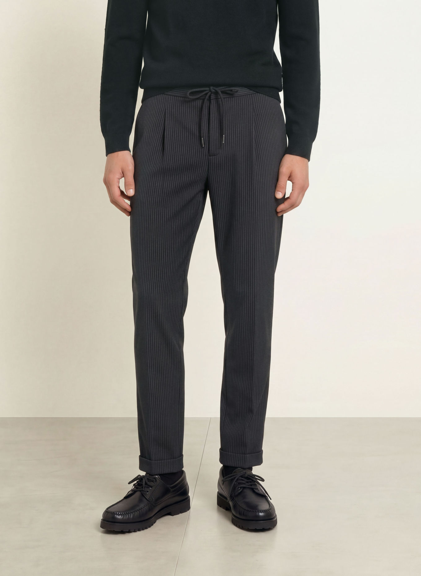 DESOTO Broek in joggingstijl, slim fit: ZWART / DONKERGRIJS