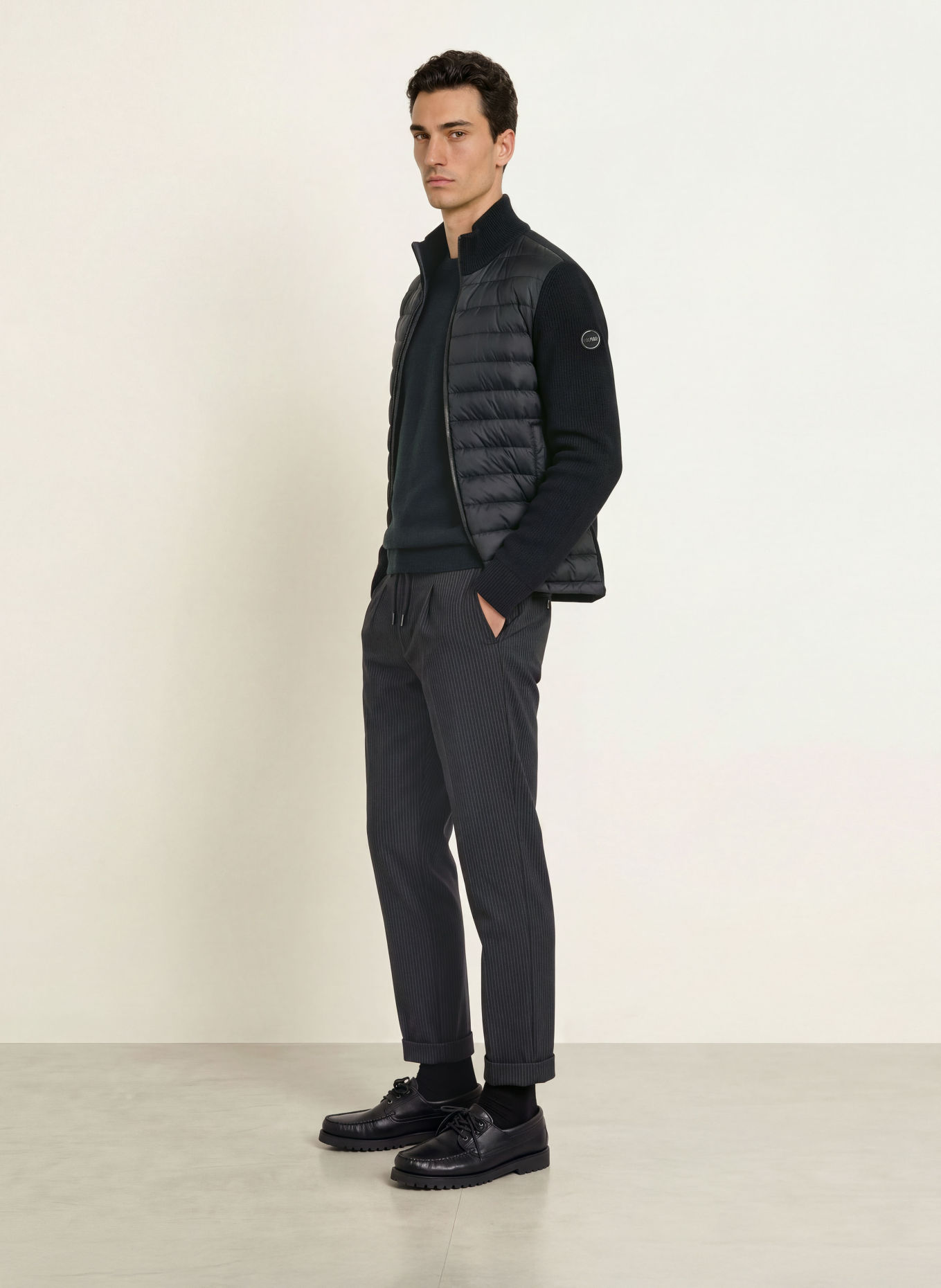 DESOTO Broek in joggingstijl, slim fit: ZWART / DONKERGRIJS